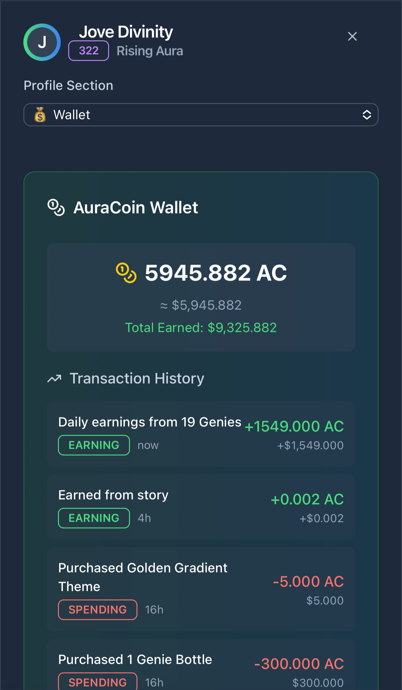 Wallet & Earnings