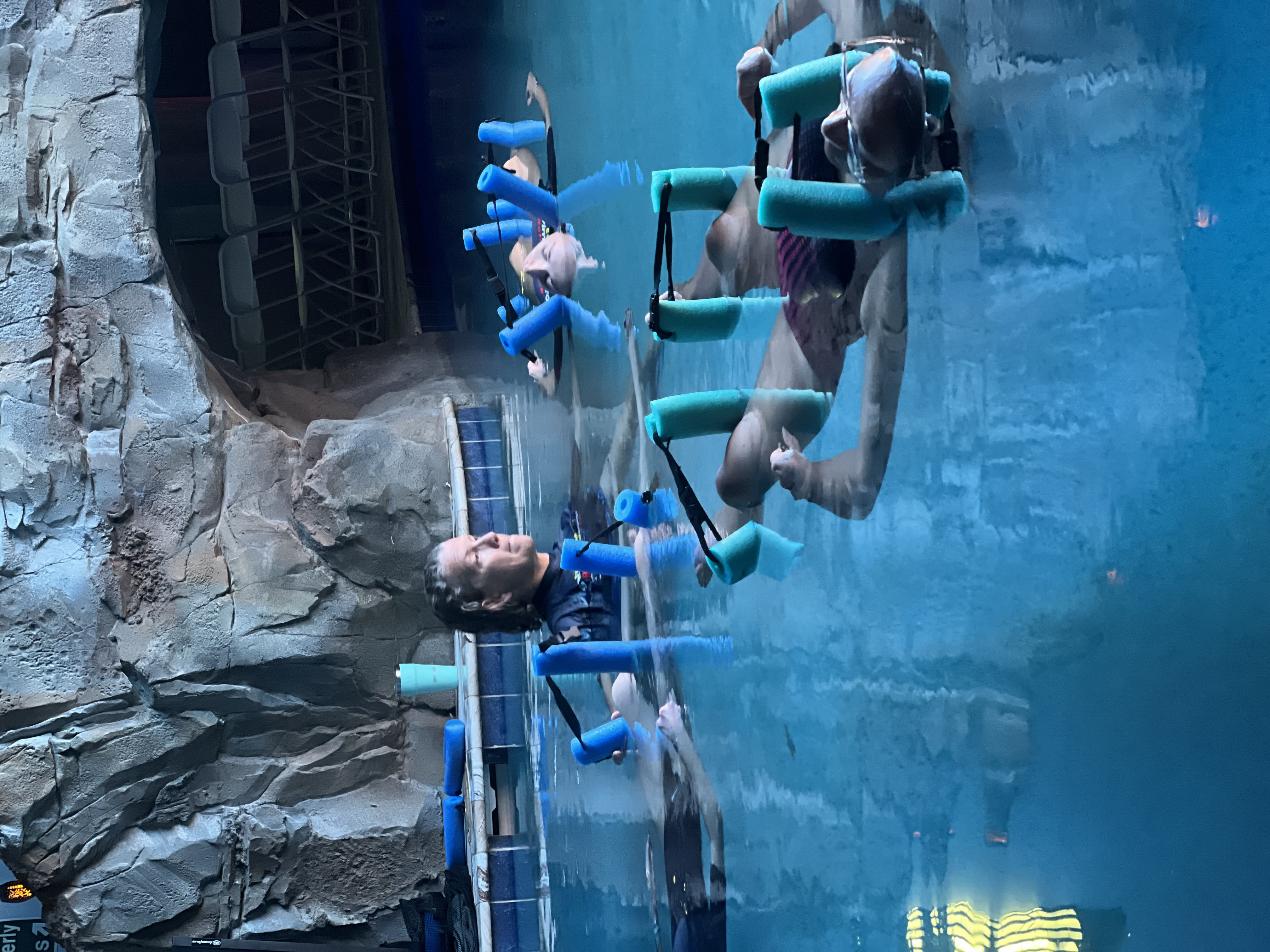 Aqua recovery floats in the cave pool
