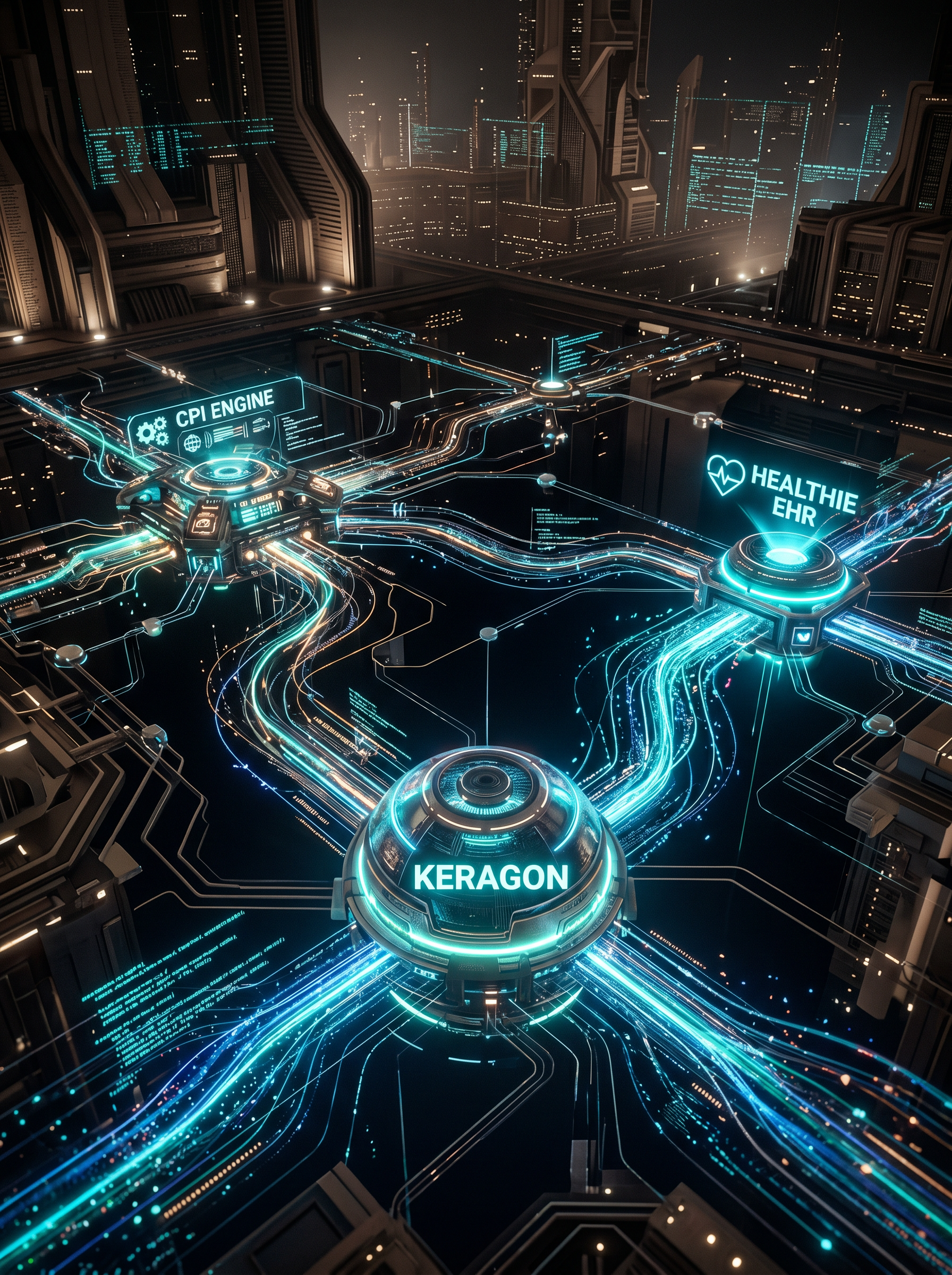The Integrated Matrix — clinical intelligence pipeline orchestrating Keragon, Healthie EHR, and the CPI Engine