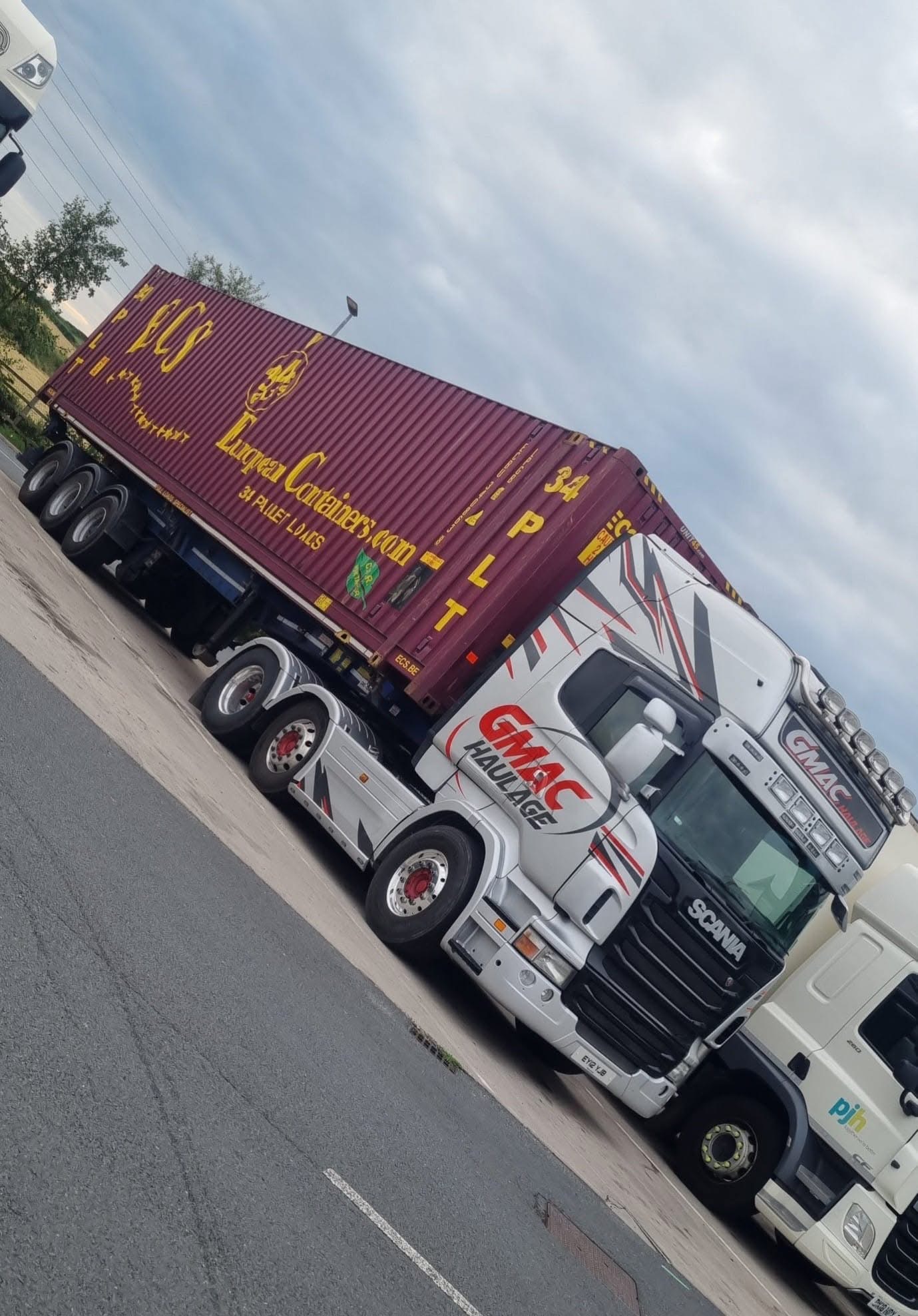 GMAC Haulage Scania hauling a European Containers 40ft container