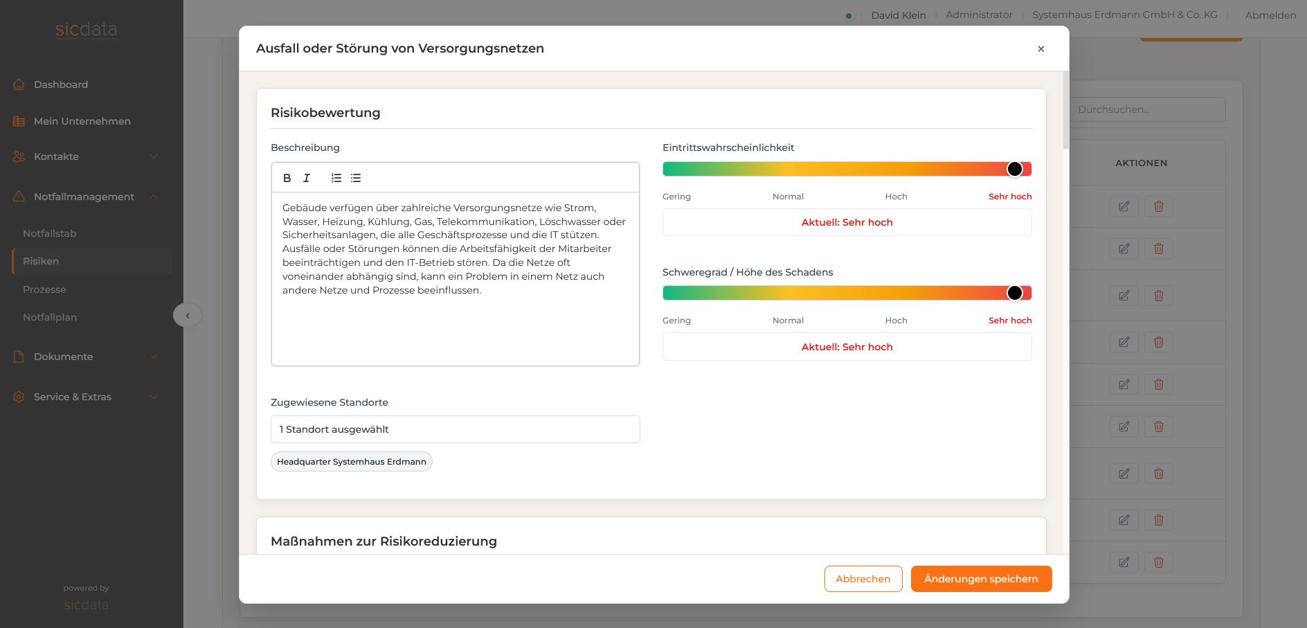 NOTFALLMANAGER.IT Detailbewertung - Risikobewertung für Versorgungsnetze