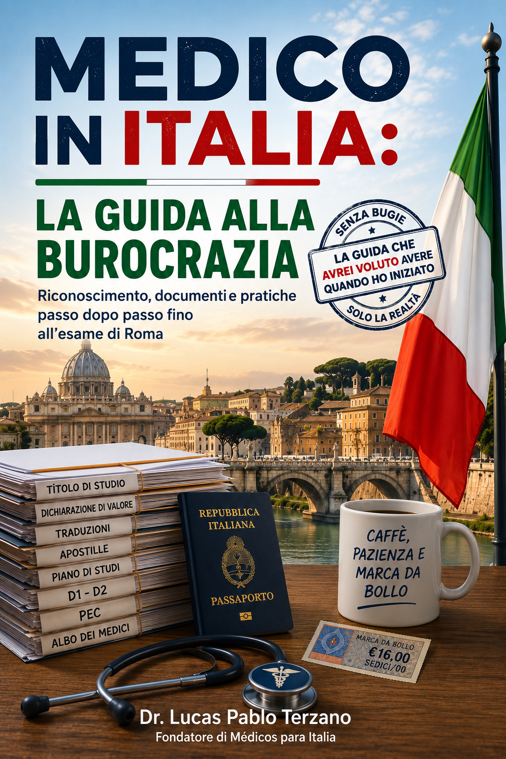 MEDICO IN ITALIA · La guida alla burocrazia · Riconoscimento, documenti e pratiche passo dopo passo fino all'esame di Roma · Dr. Lucas Pablo Terzano