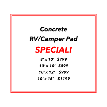 Concrete RV and camper pad special pricing