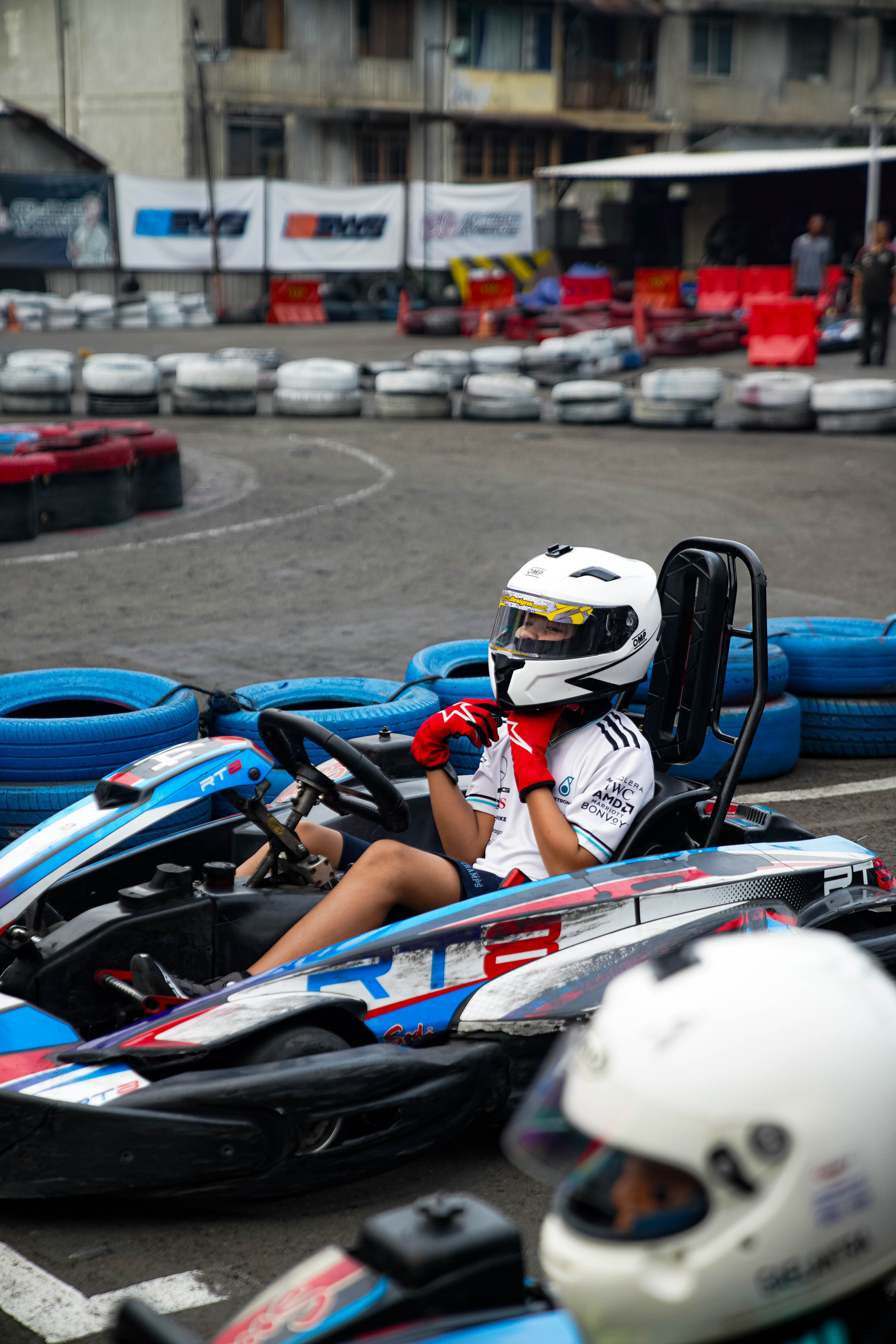 Abiyu Harry in his go-kart on the track