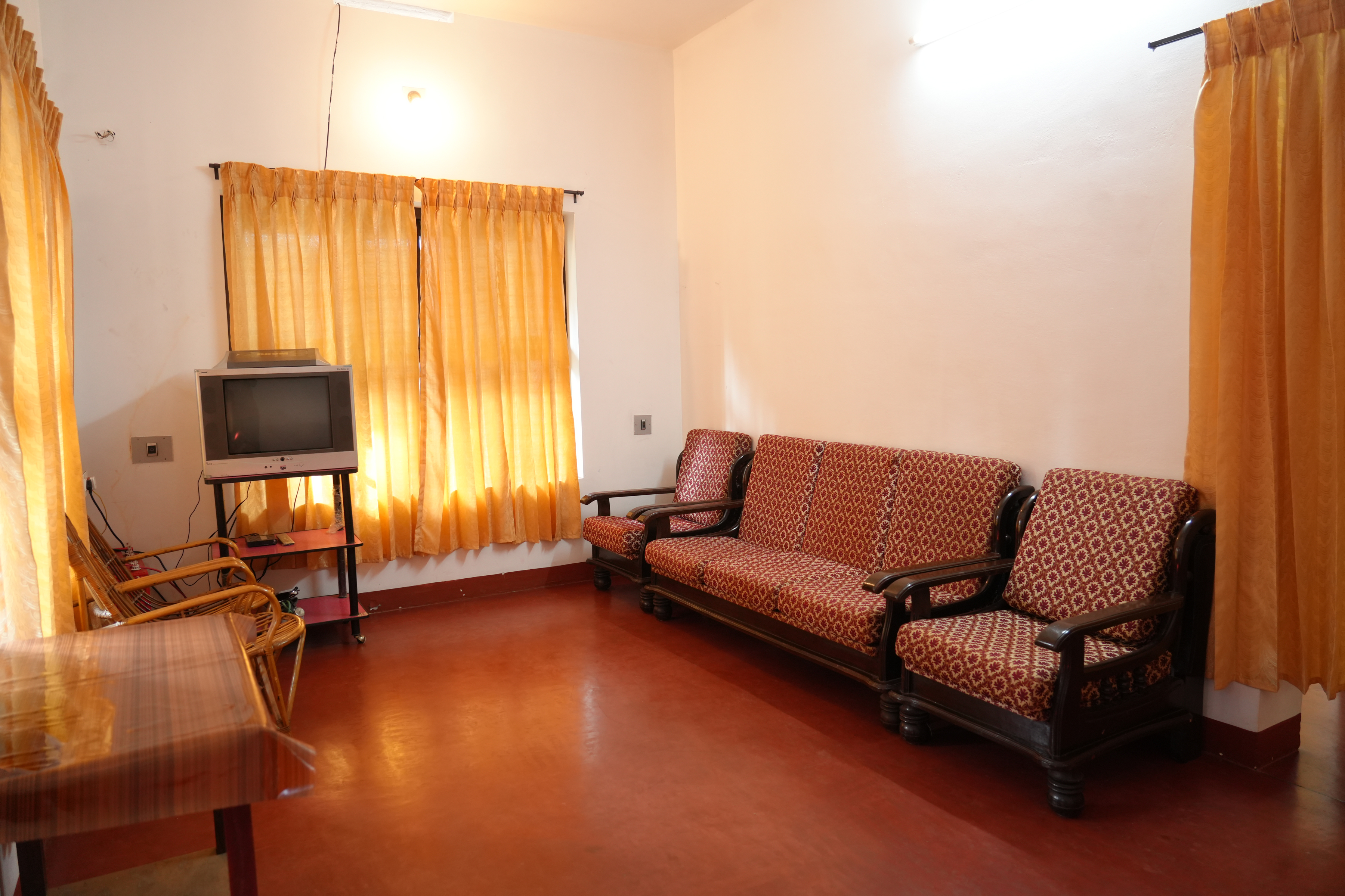 The living hall at Kakkanat Ayurvedic postnatal care villas, Kerala