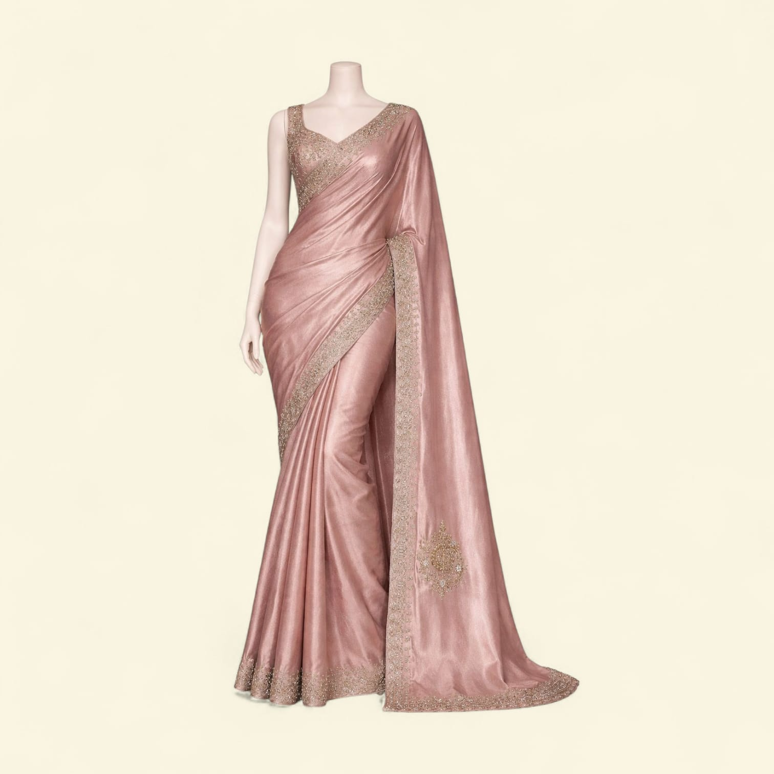 Blush Pink Embellished Saree