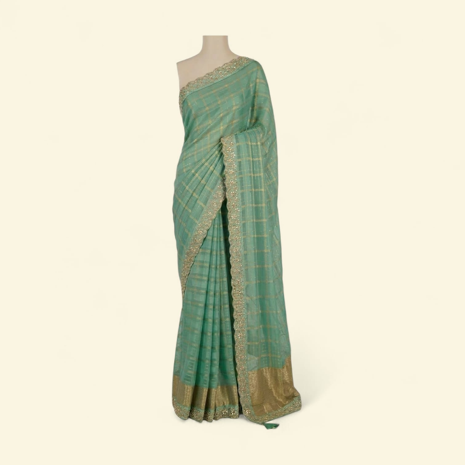 Sage Green Zari Silk Saree