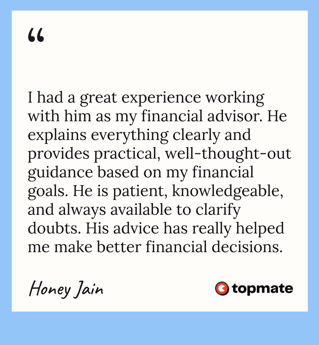 Testimonial from Honey Jain