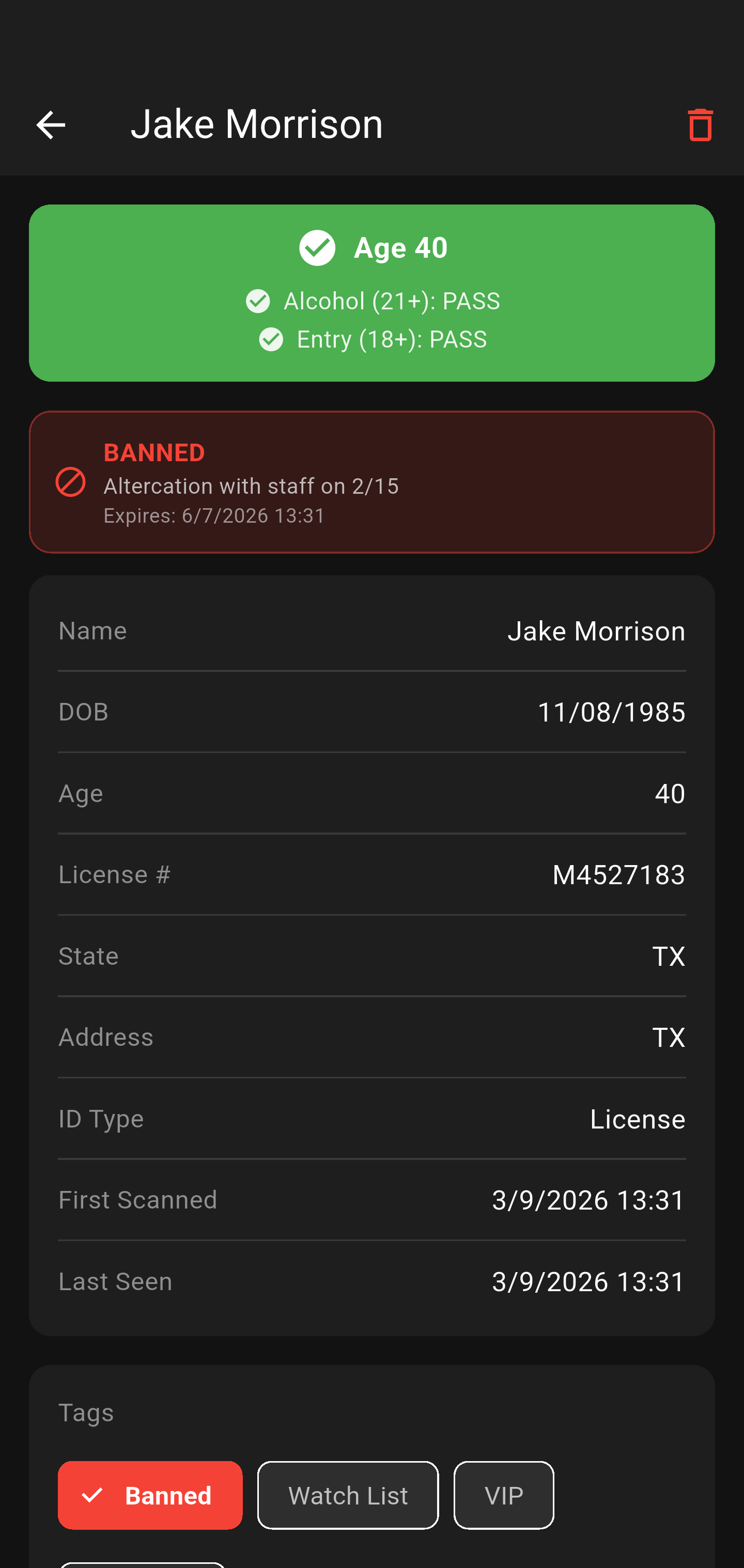 Kred App - Banned Patron Alert