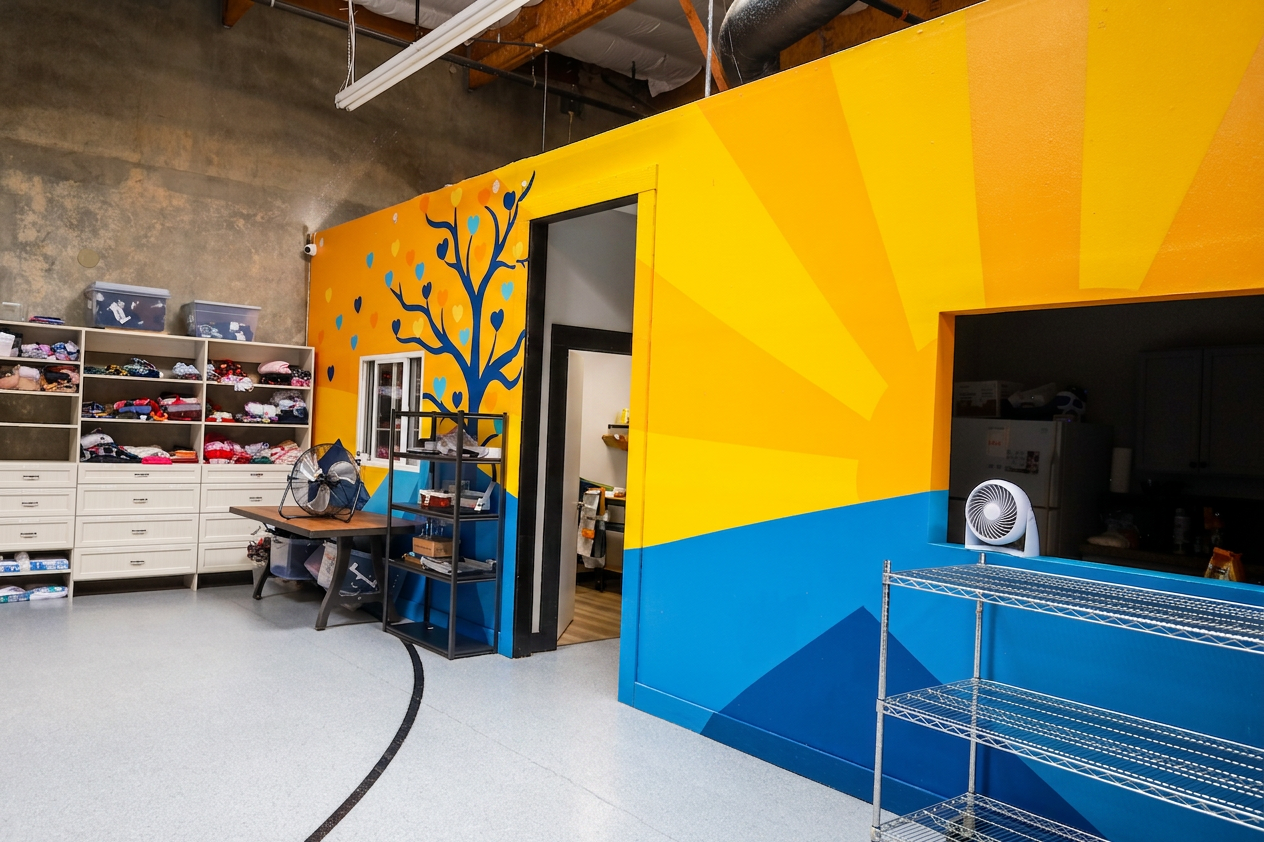 Completed X Hope interior with sun mural