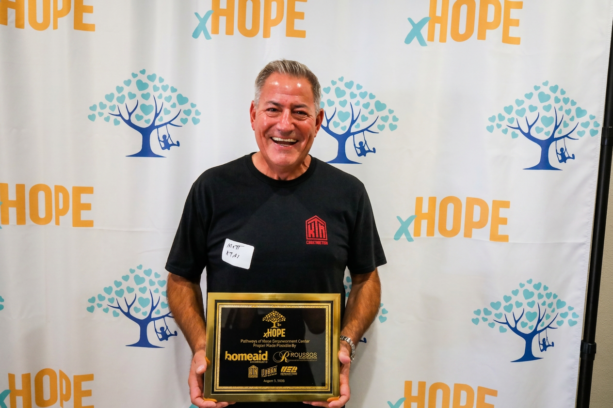 KTM team member with X Hope plaque