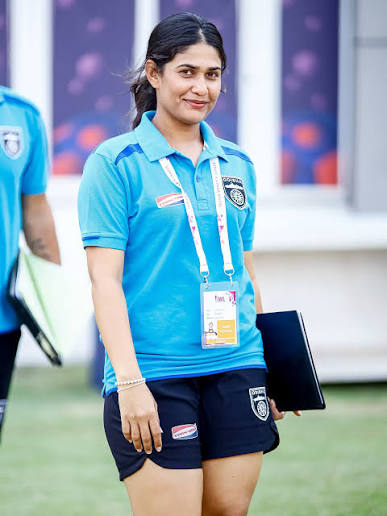 Kusum Shaikh at the touchline