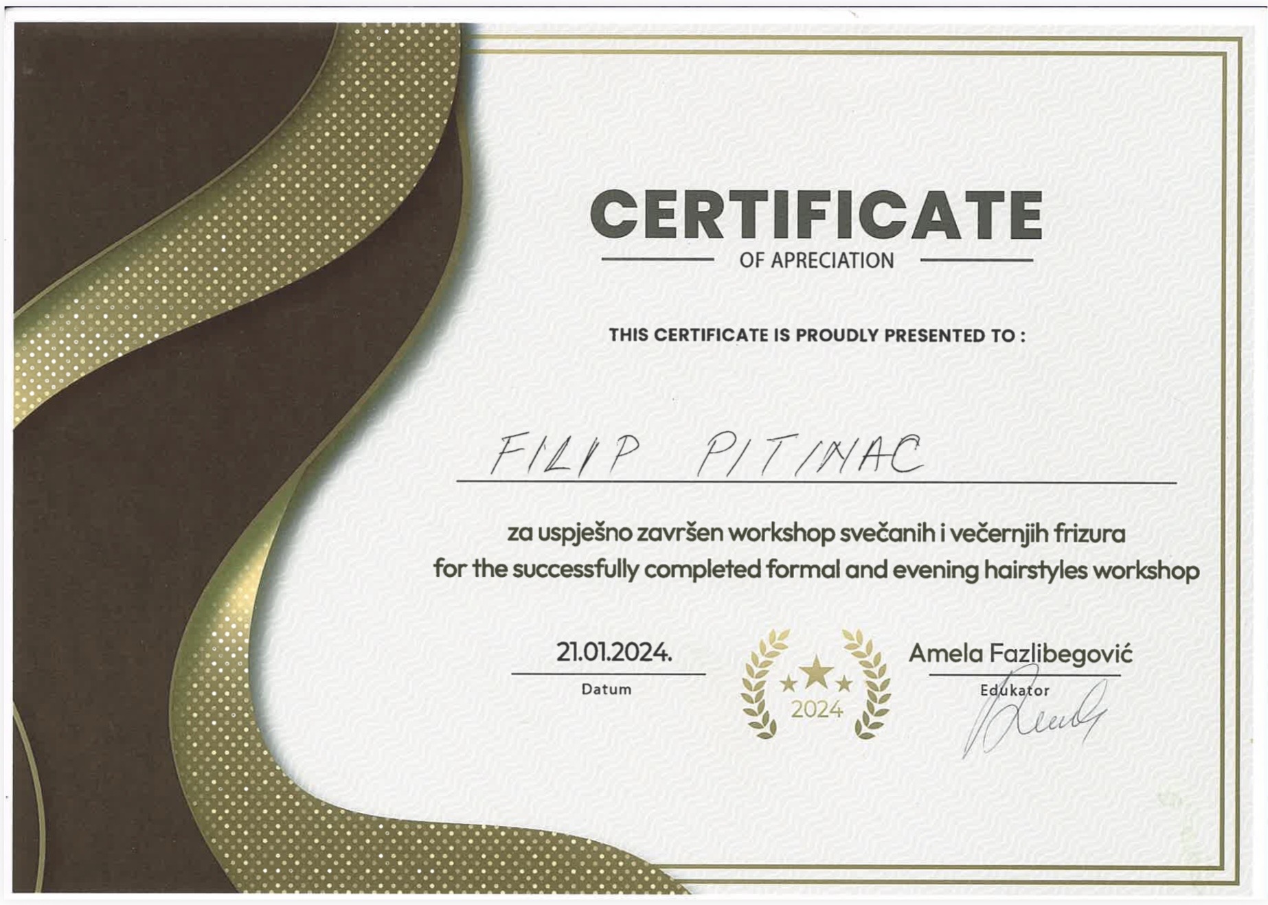 Certifikat — Svečane i večernje frizure