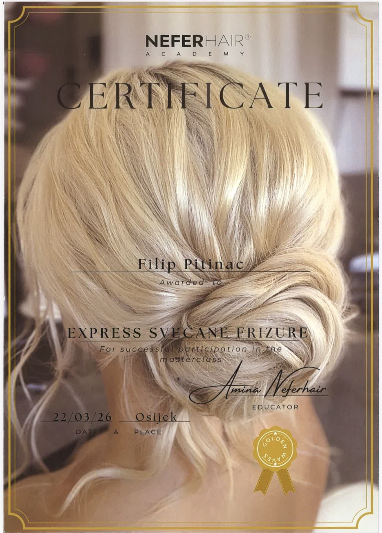 Certifikat — Express svečane frizure