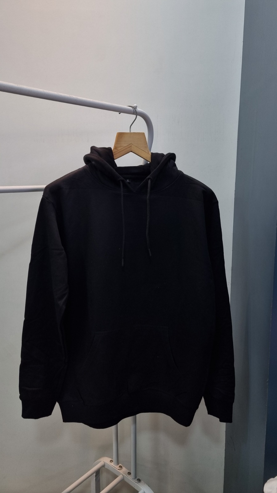 Cotton fleece hoodie in Jet Black