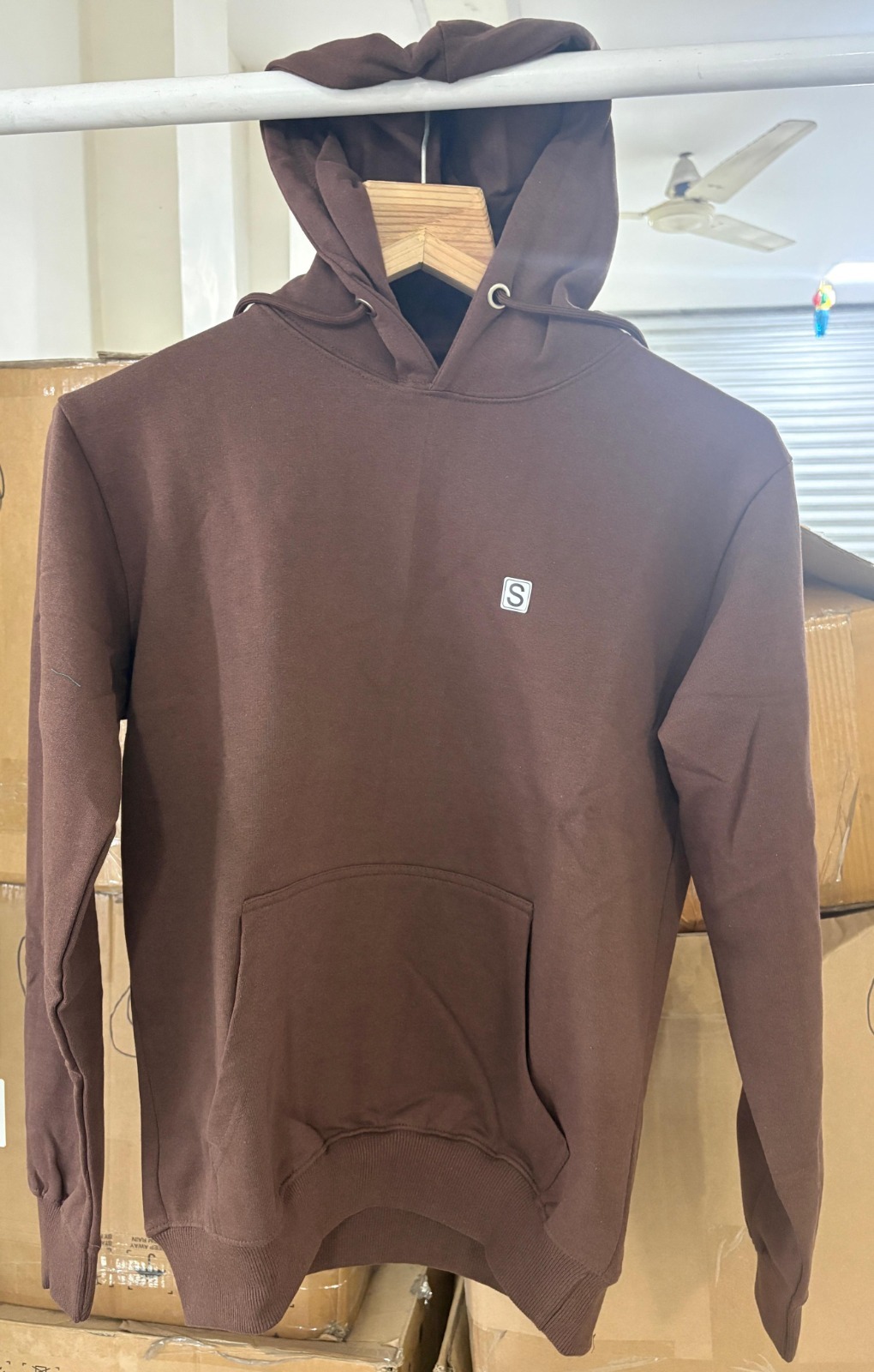 Cotton fleece hoodie in Cocoa Brown