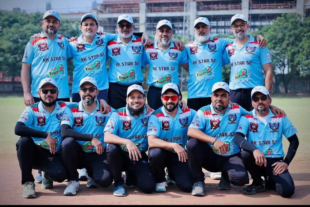 RK Star 52 cricket team in custom light-blue sublimation jerseys