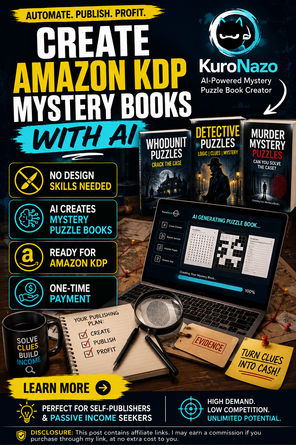KuroNazo — Dark Mystery Puzzle Book Creator for Amazon KDP