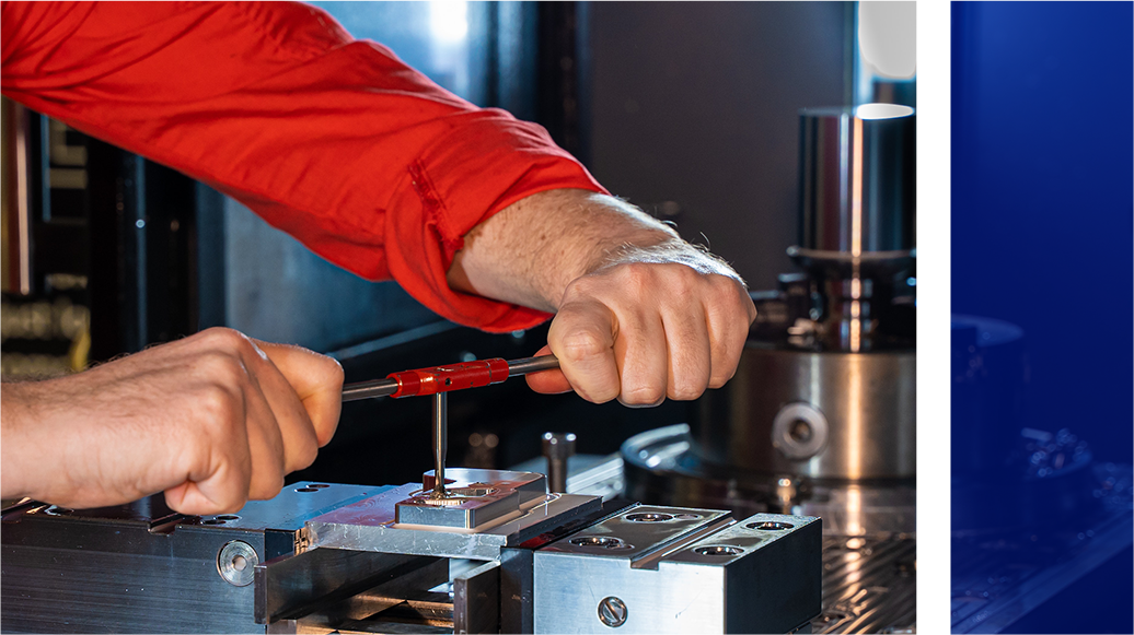 Worker operating precision machinery