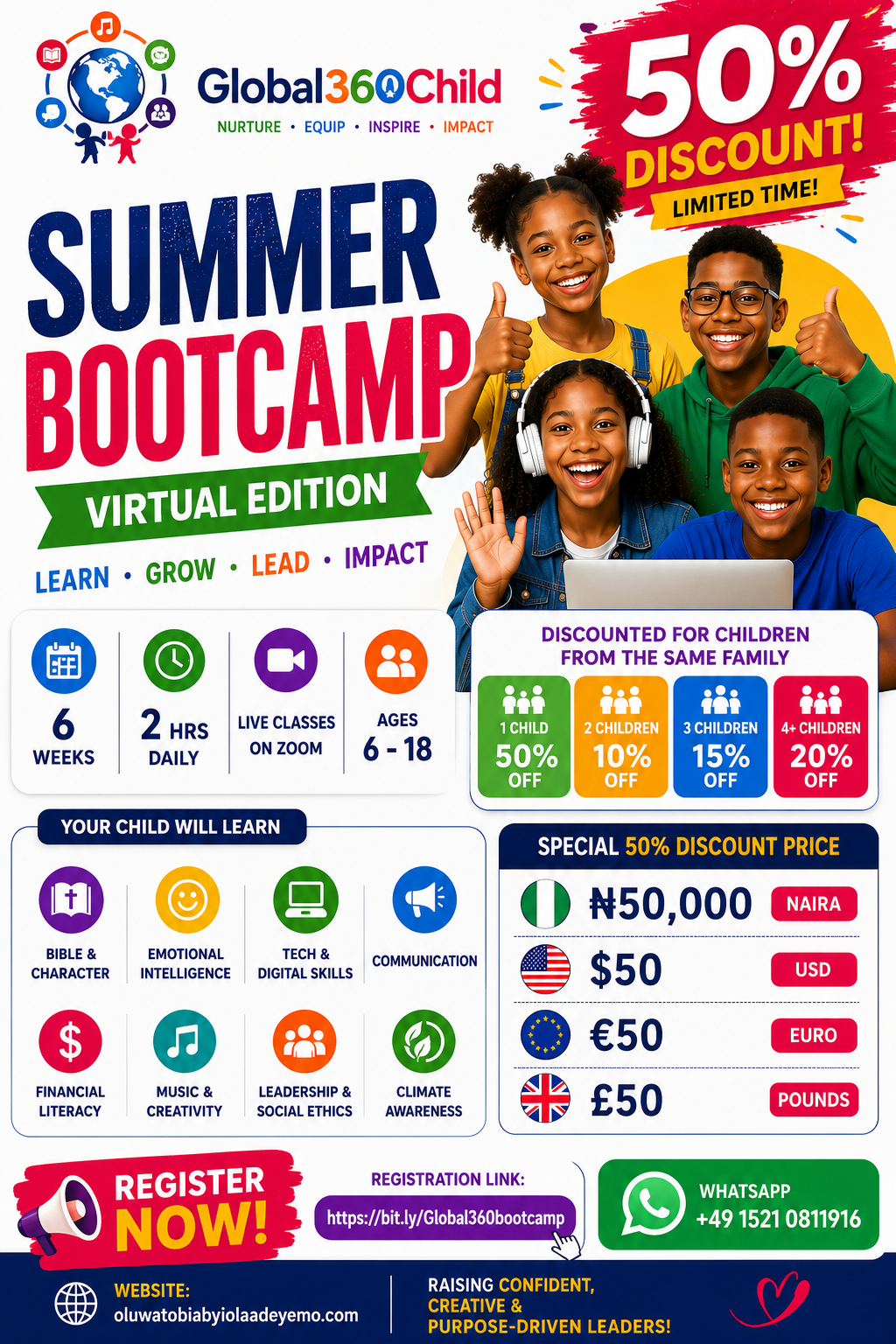 Global 360° Child Summer Bootcamp — Virtual Edition flyer