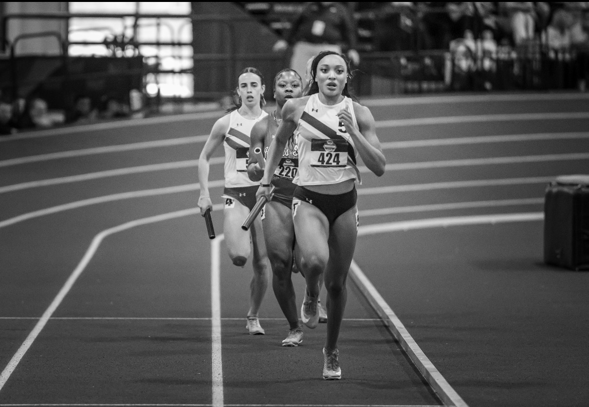 Leah Thames anchoring a relay