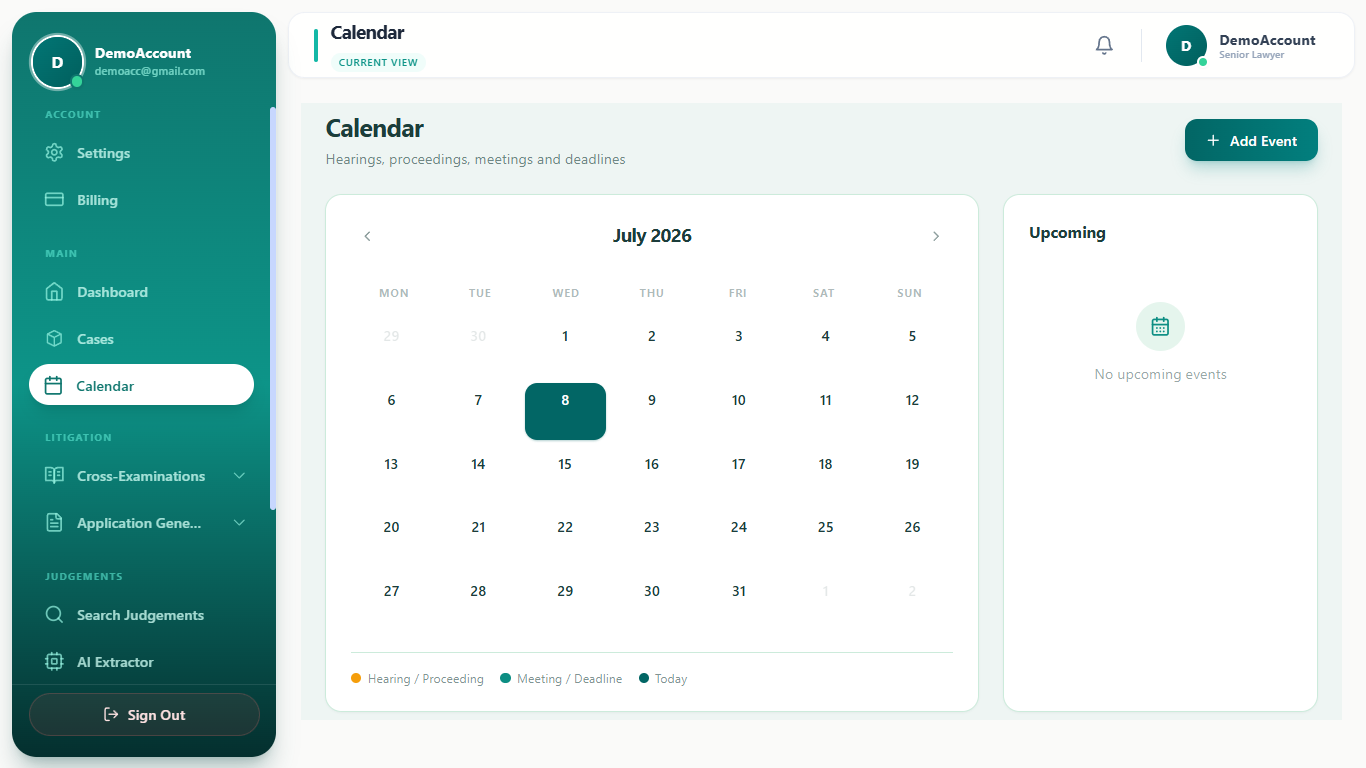 Legal Portal calendar