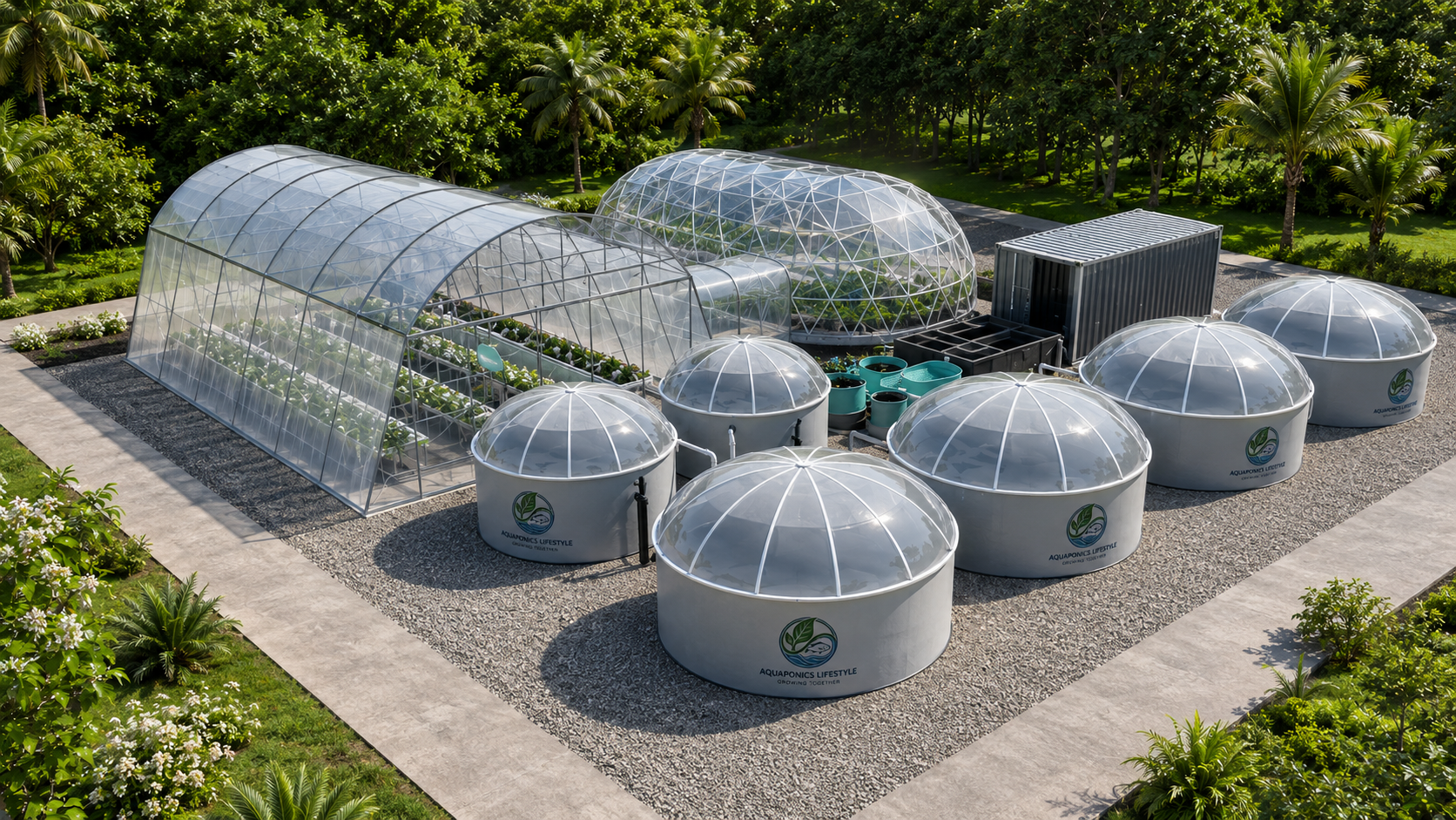 Aquaponics Lifestyle commercial greenhouse system