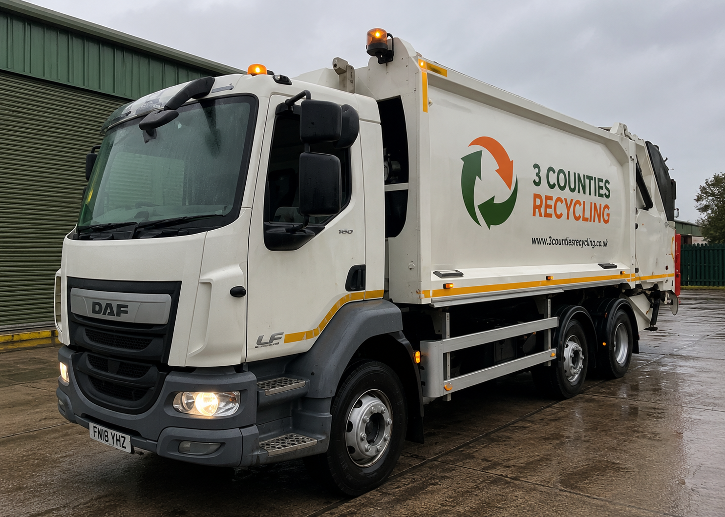 Compactor truck from Three Counties Recycling