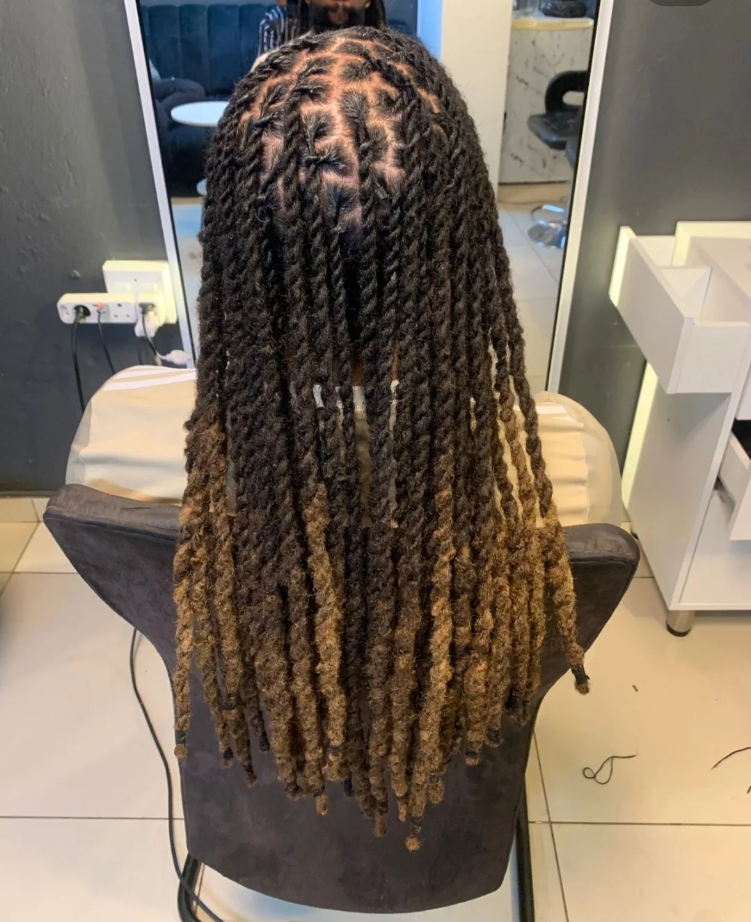 Two-tone locs with ombre effect