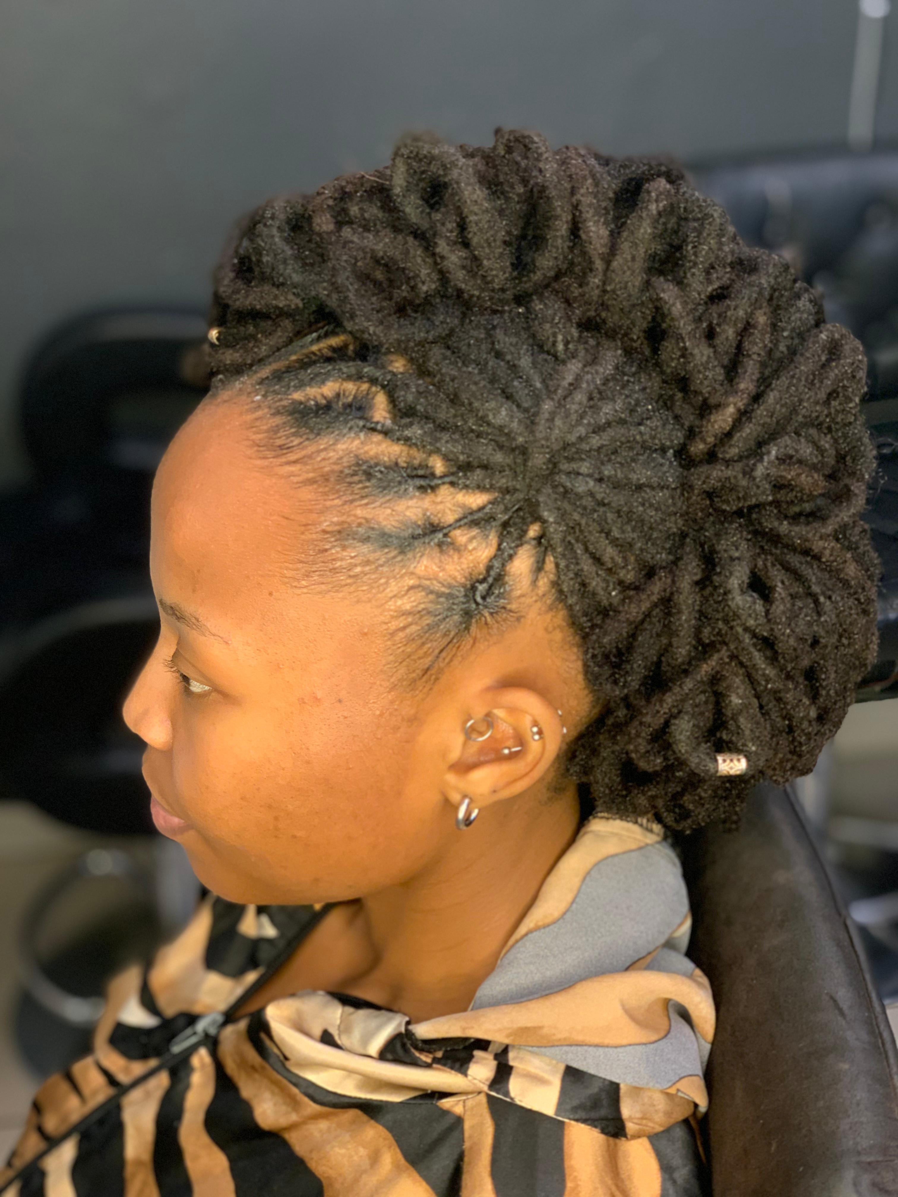 Voluminous loc flower bun