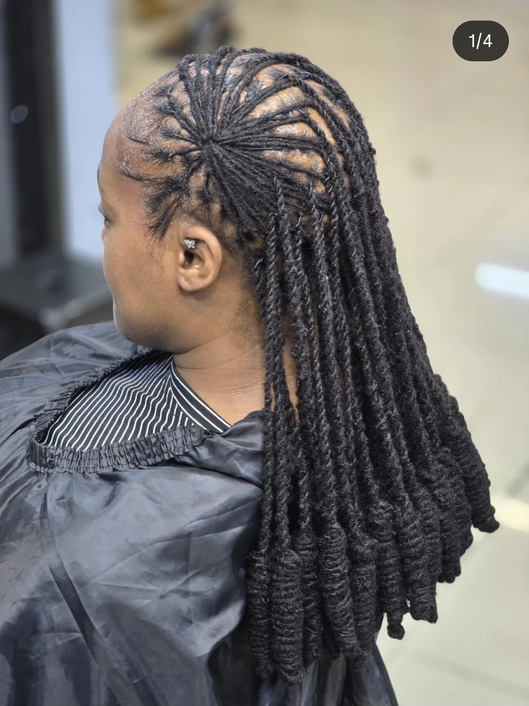 Loc styling - elegant updo with hanging locs