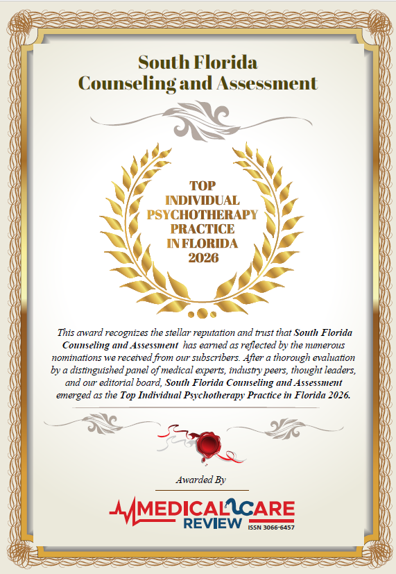 Top Individual Psychotherapy Practice in Florida 2026 — Awarded by Medical Care Review