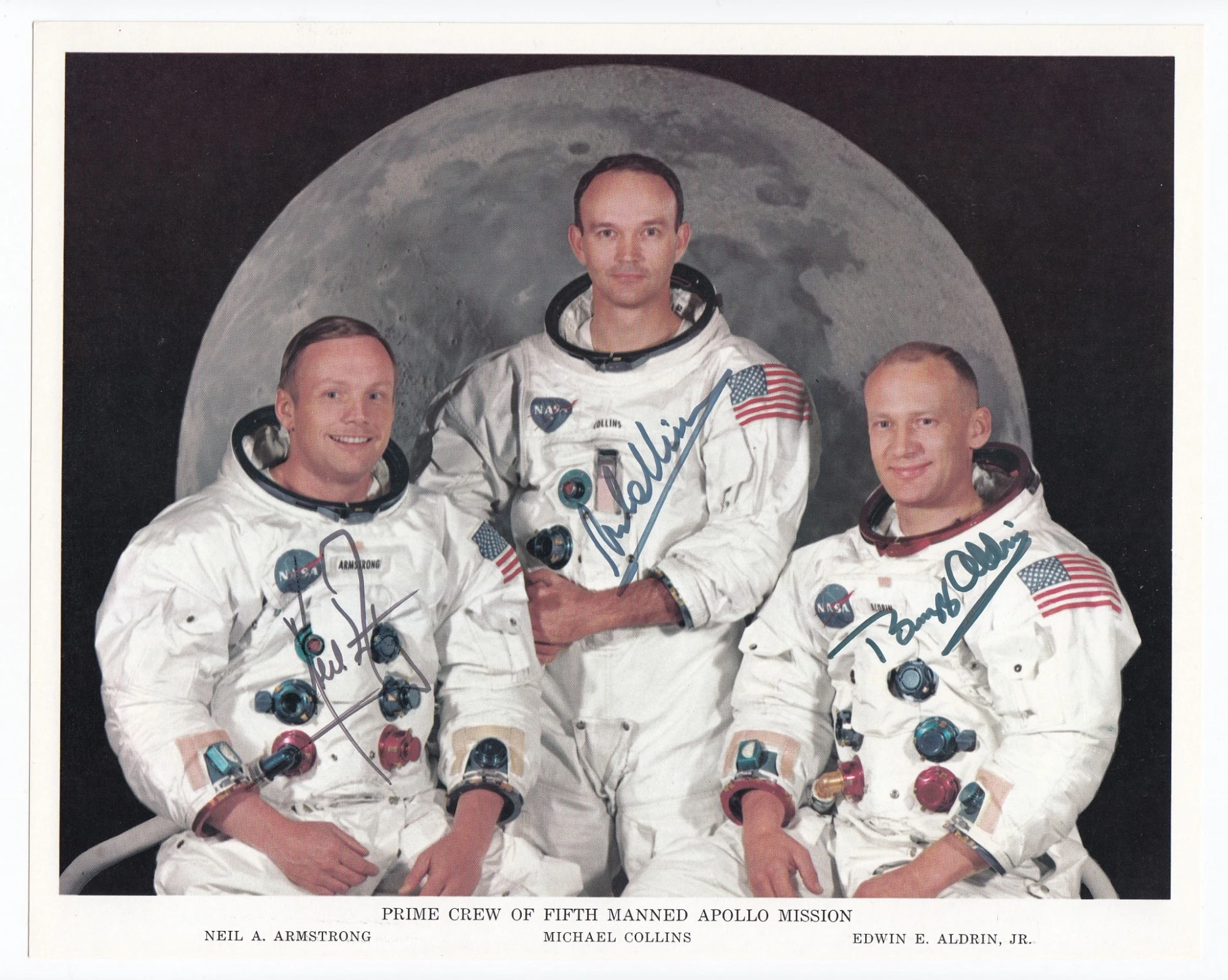 Apollo 11 Crew-Signed NASA Litho
