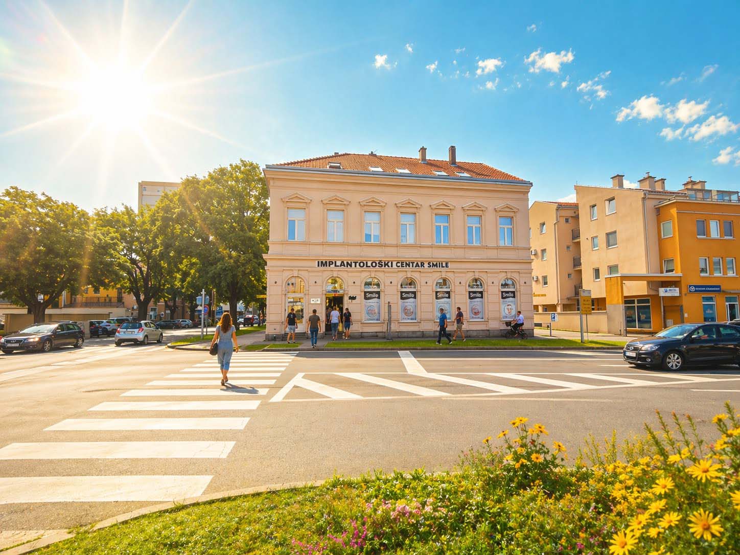 Pogled na zgradu Implantološkog centra Smile u centru Bjelovara