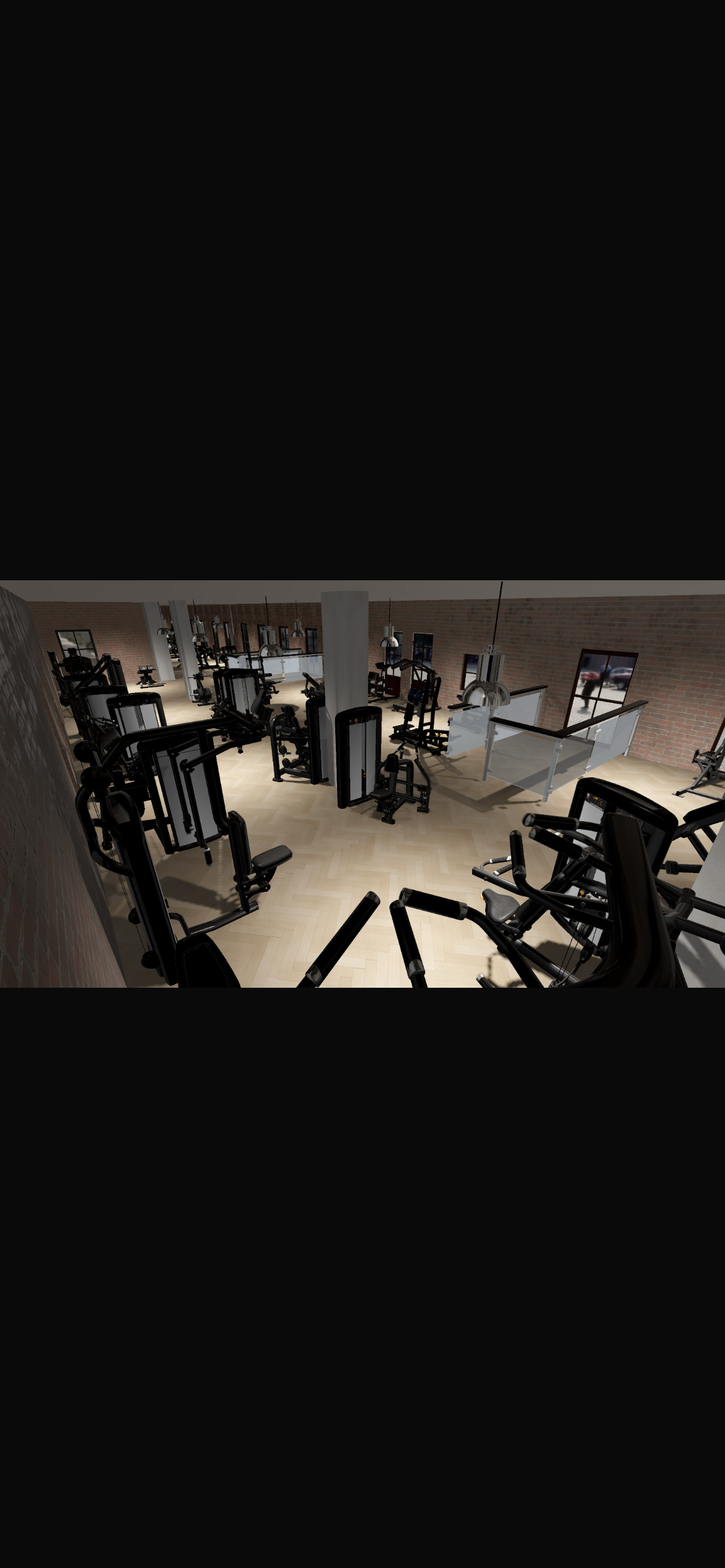 Plate-loaded and pin-loaded machines along the perimeter, freeing the centre of the floor for movement, mobility and supersets.
