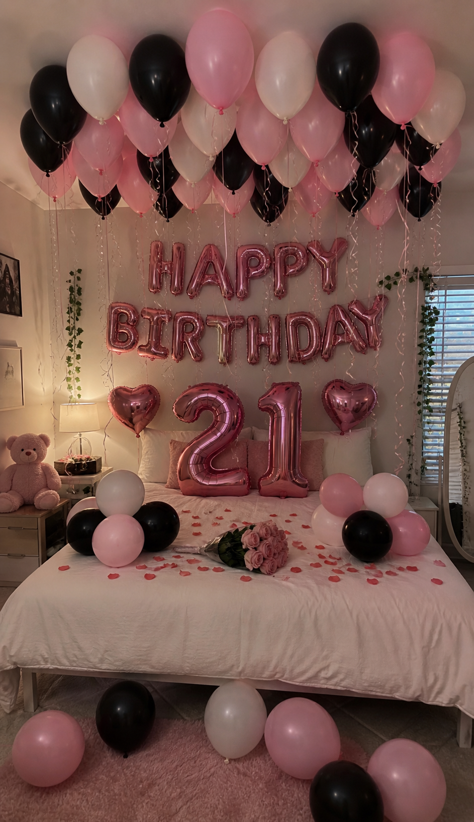 Pink & black Happy Birthday 21 setup