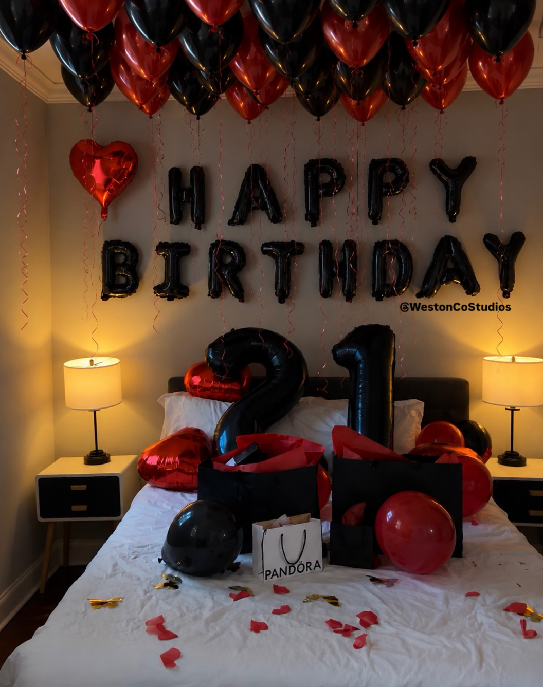 Black & red Happy Birthday 21 setup