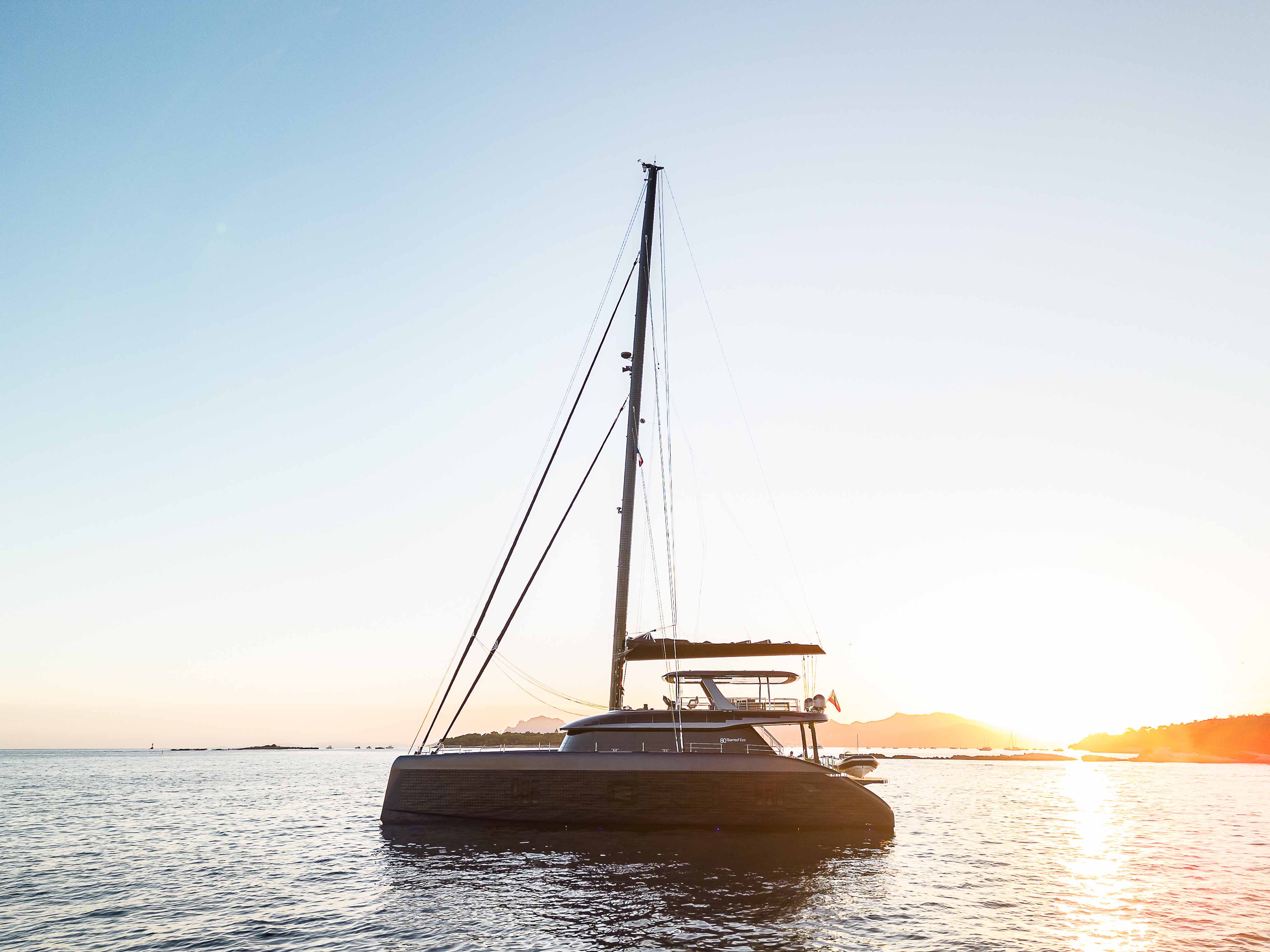 Sunreef 80 Eco at sunset — Francis Lapp's flagship MARIE-JOSEPH