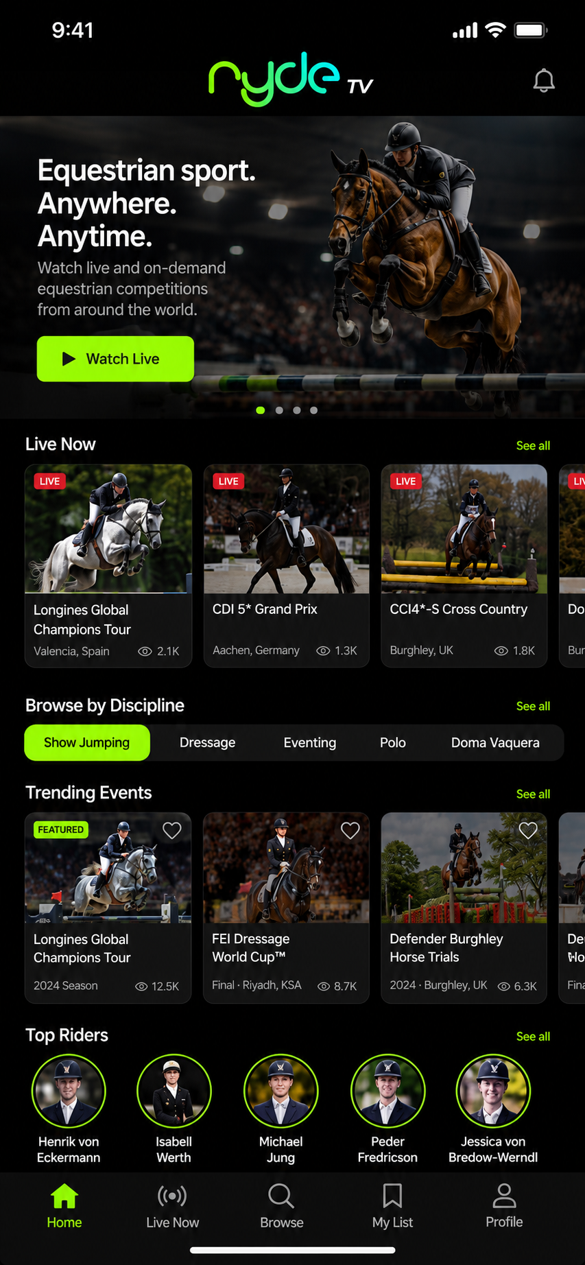 Ryde TV mobile app · content discovery
