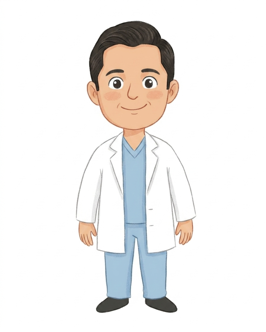 Illustrated cartoon dentist character generated from the photo
