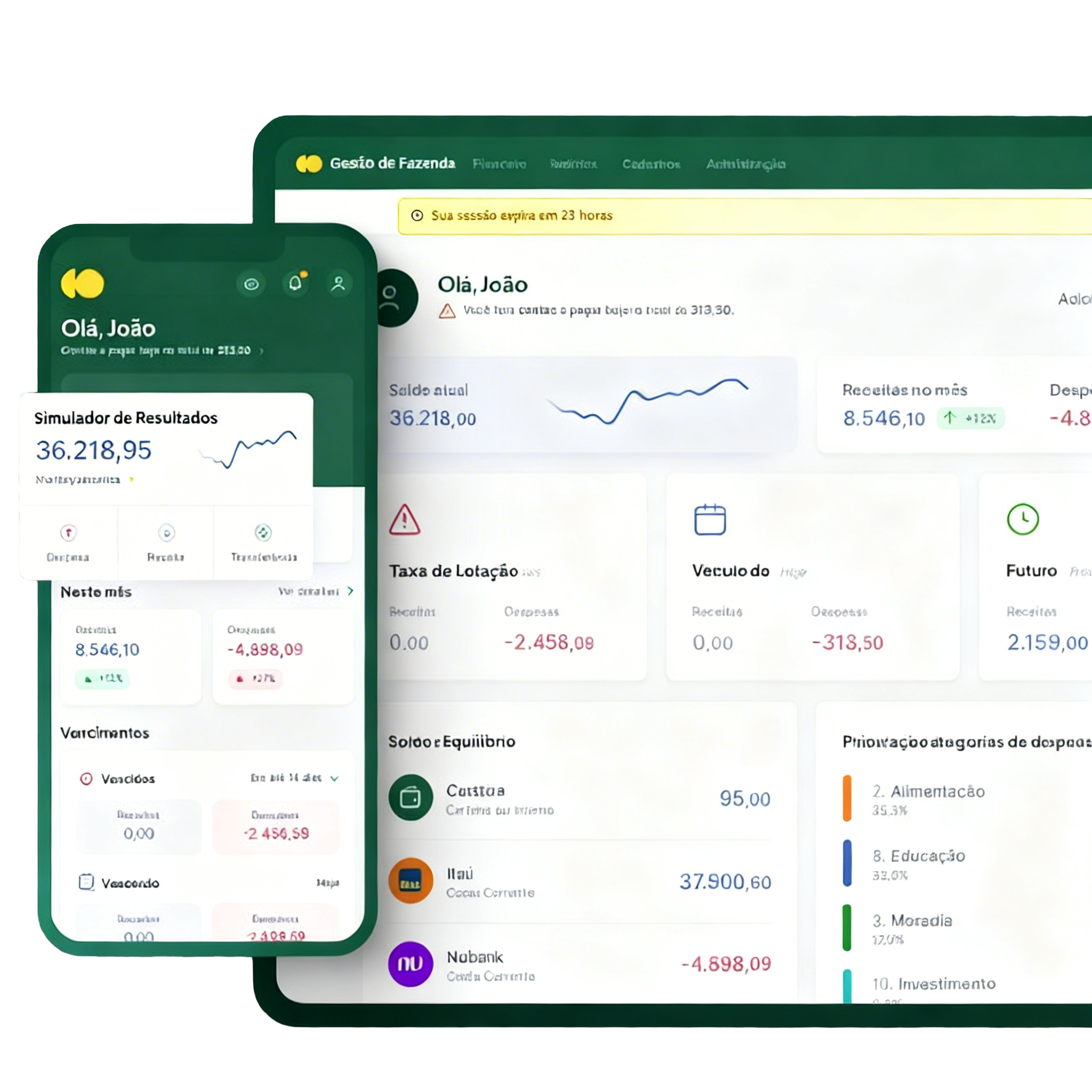 Sistema de Gestão da Fazenda - Dashboard e App Mobile