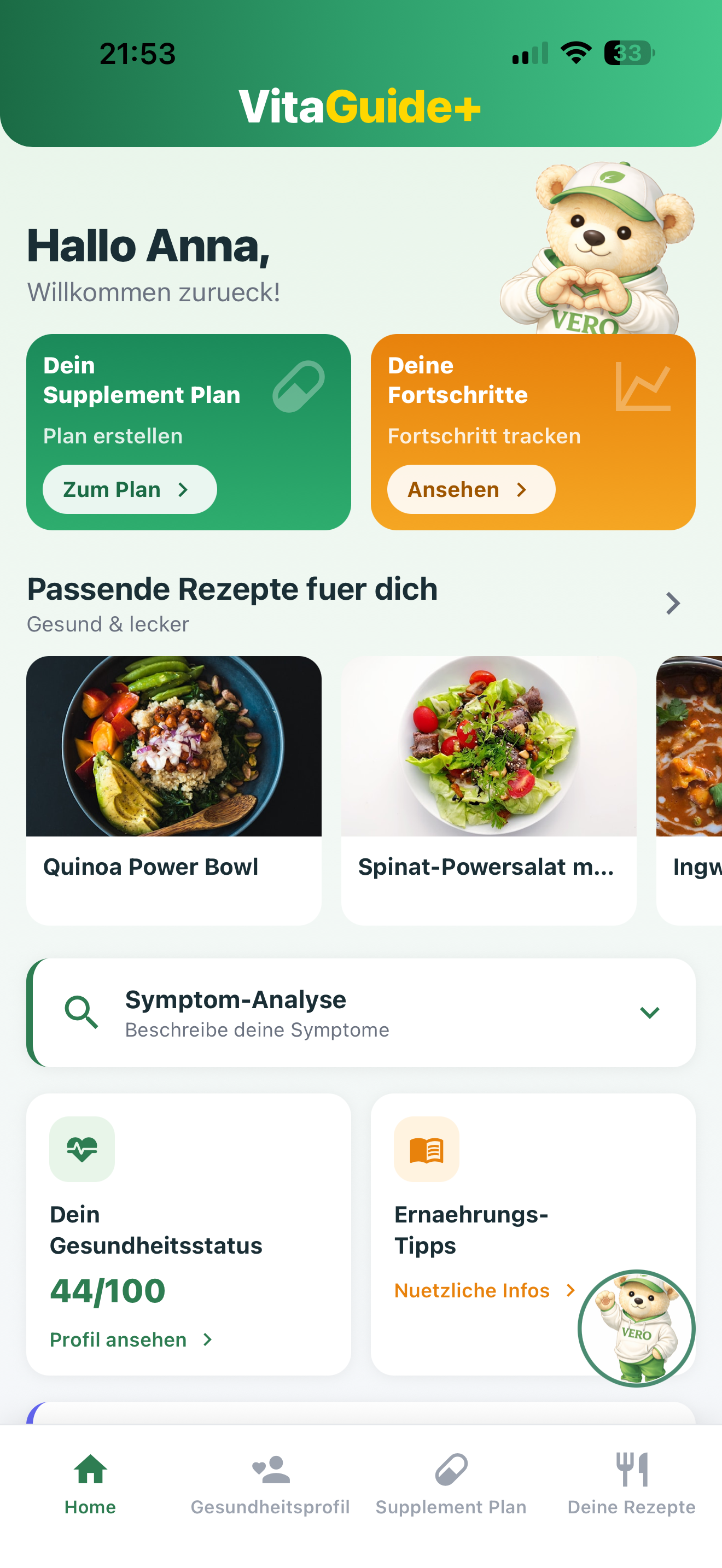 VitaGuide+ Dashboard