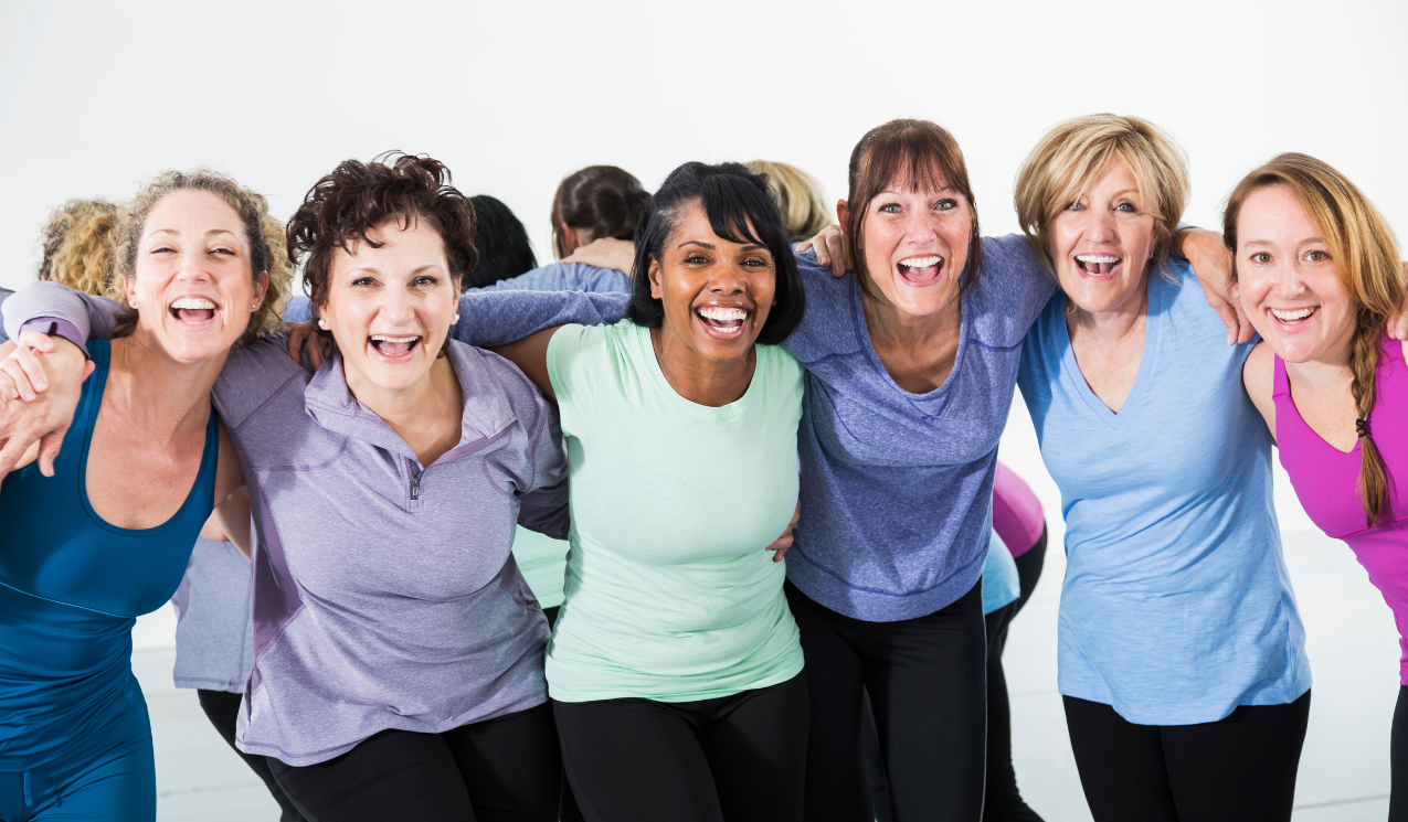 Diverse women in their 40s and 50s supporting each other - community and wellness