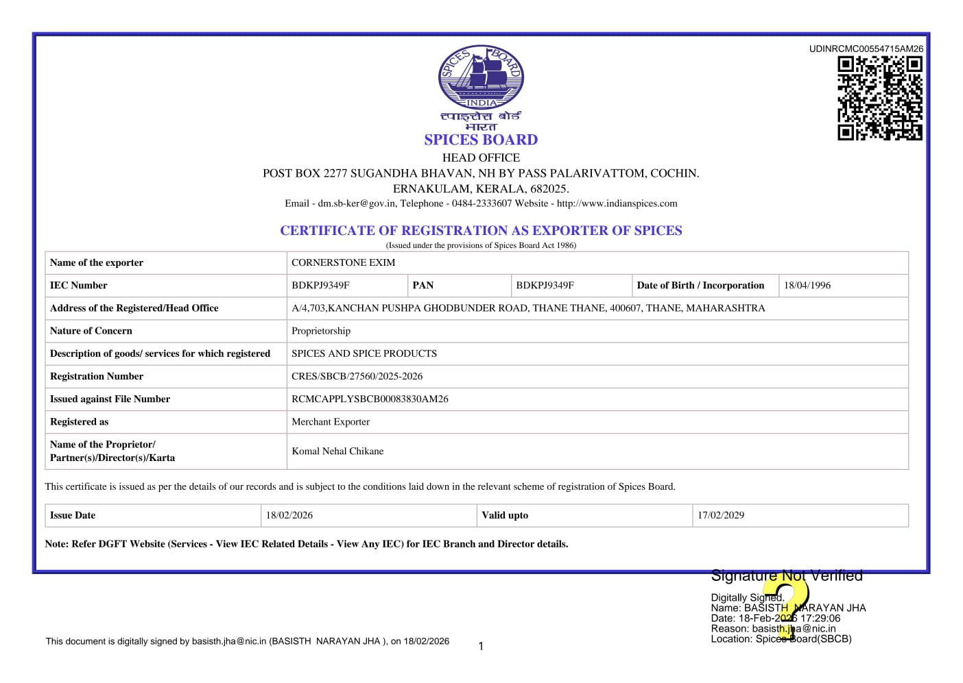 Spices Board Registration