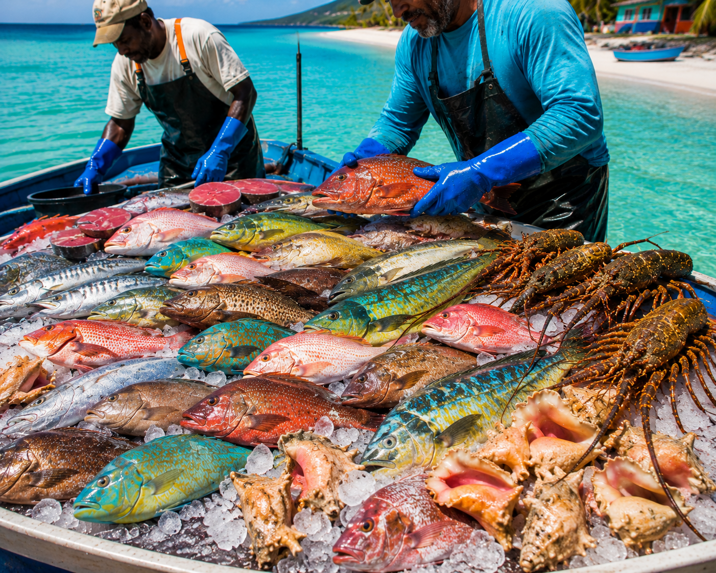 Caribbean fisherman with fresh catch