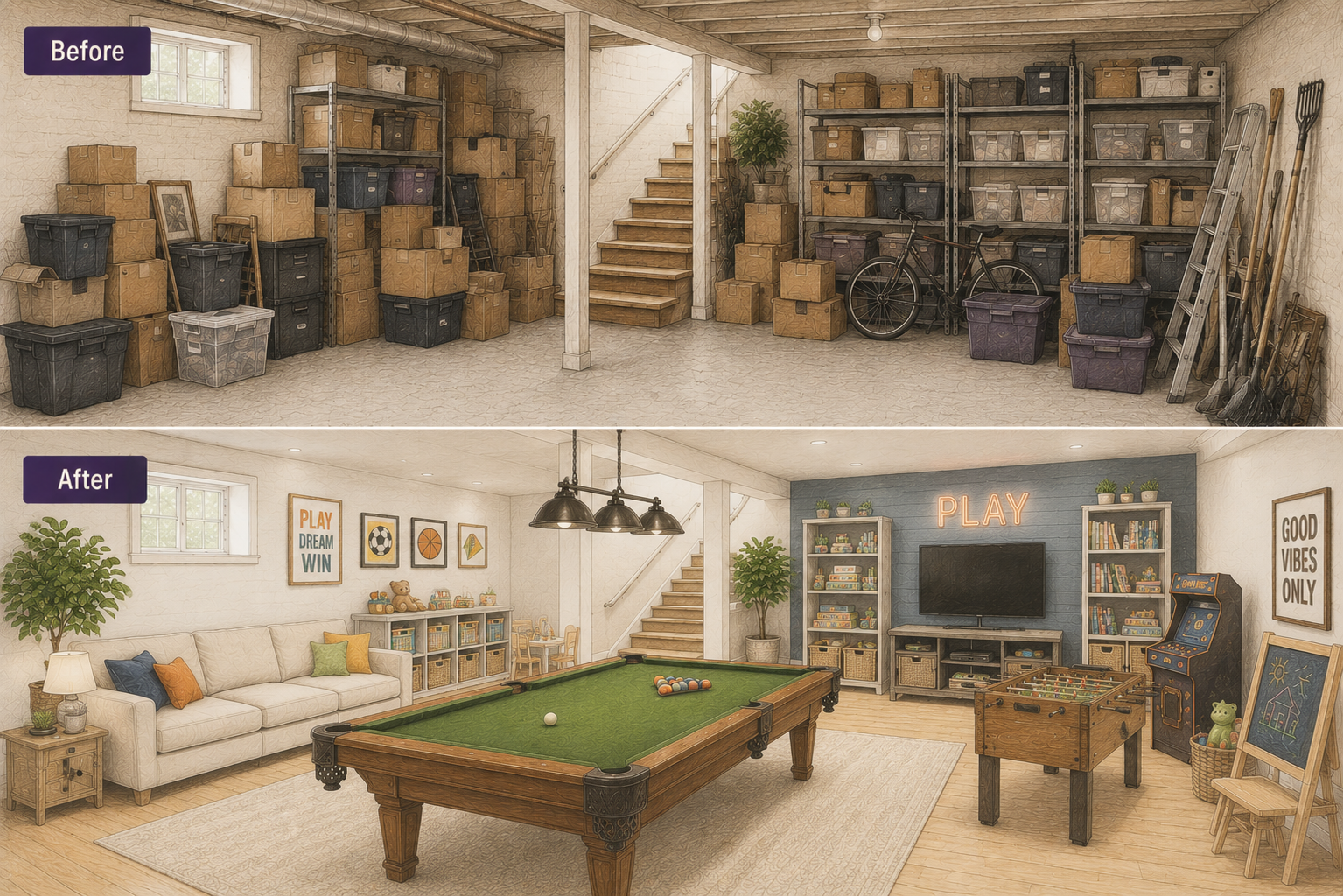 Storage transformed into Playroom