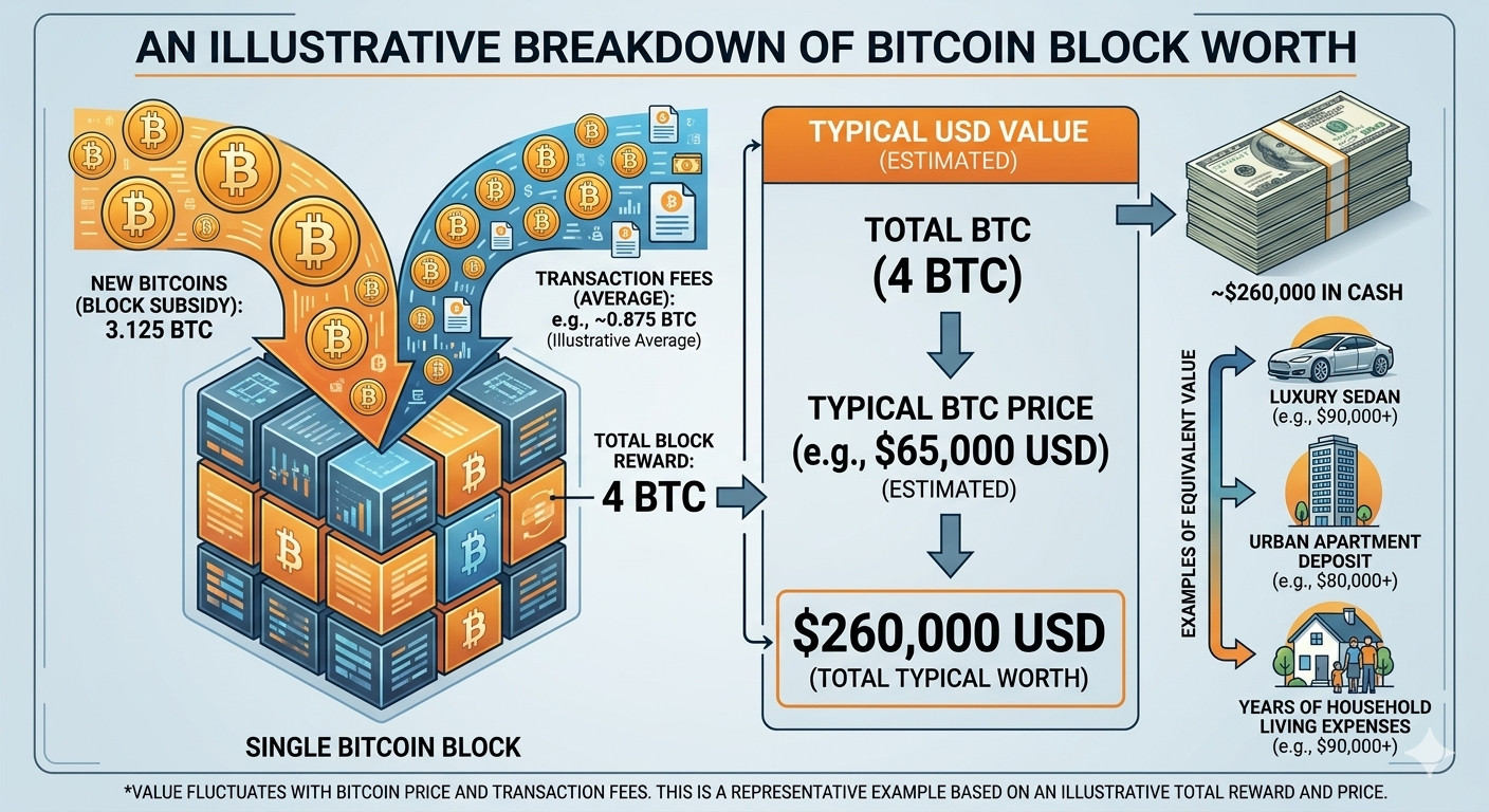 Accumulating chances to win a Bitcoin block — weekly chart