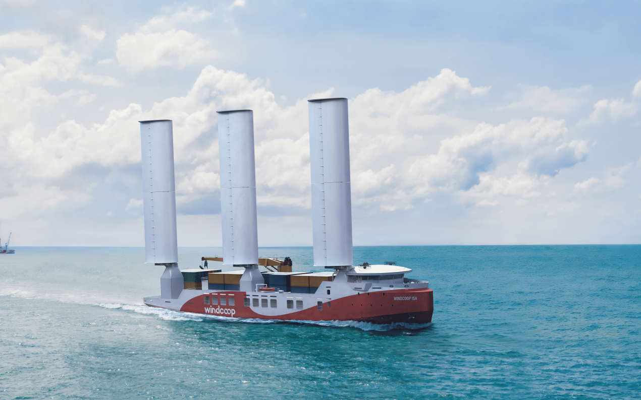 Windcoop ship with wing sails