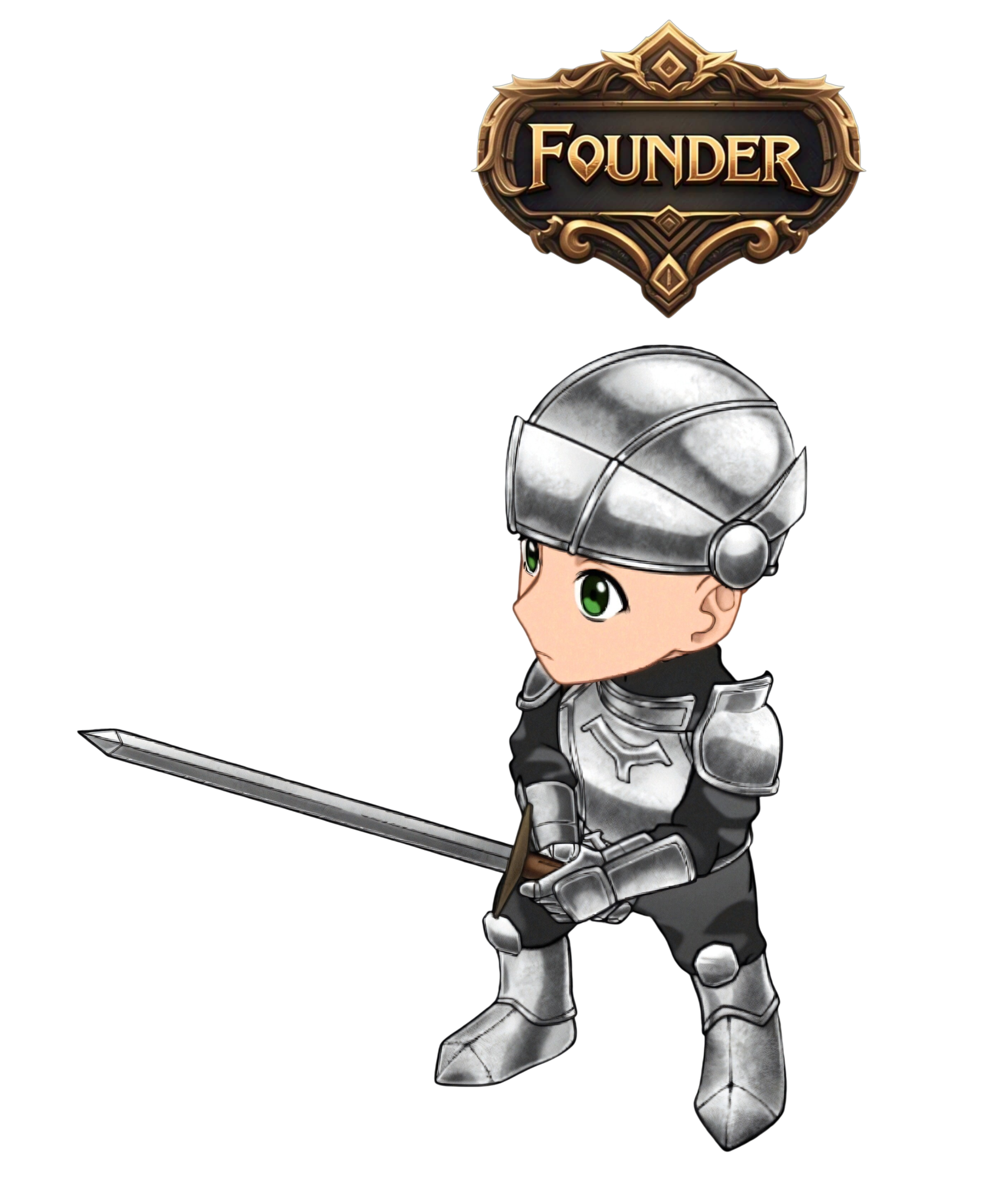 The Founder title floats above a knight character in New Realm Online