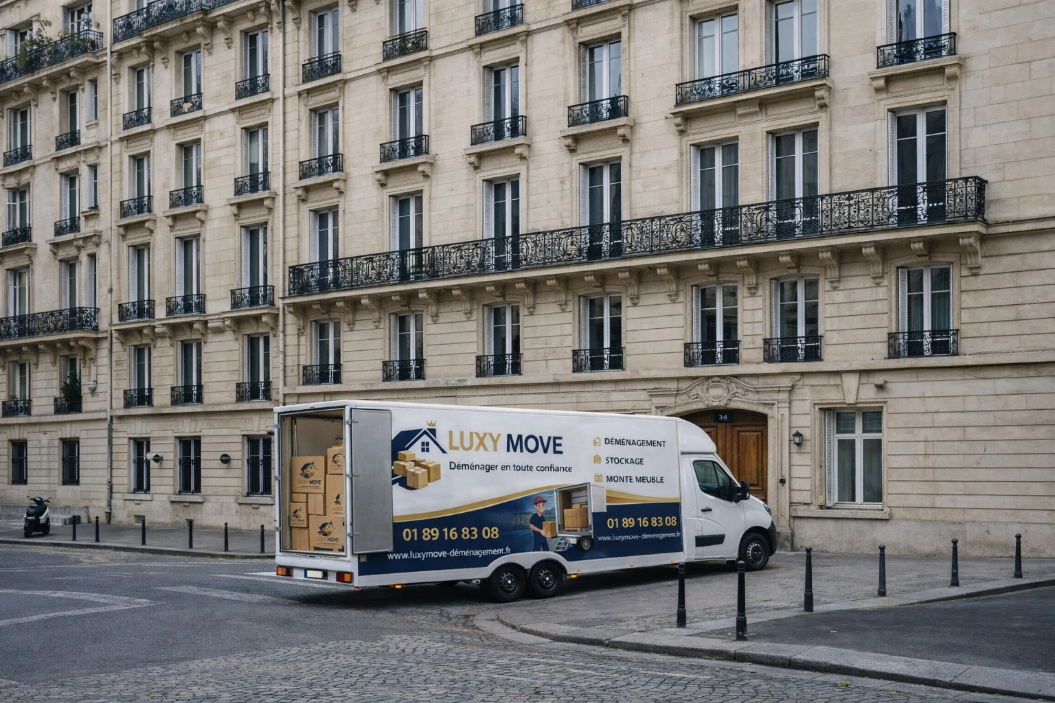 Déménageur Luxy Move dans une rue parisienne